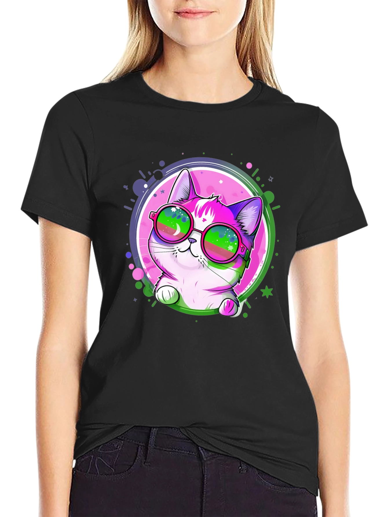 Cool Cat Graphic Tee - Mens Black T-Shirt