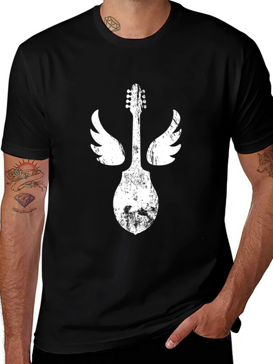 Guitar Wings Graphic T-Shirt - Black Cotton Tee