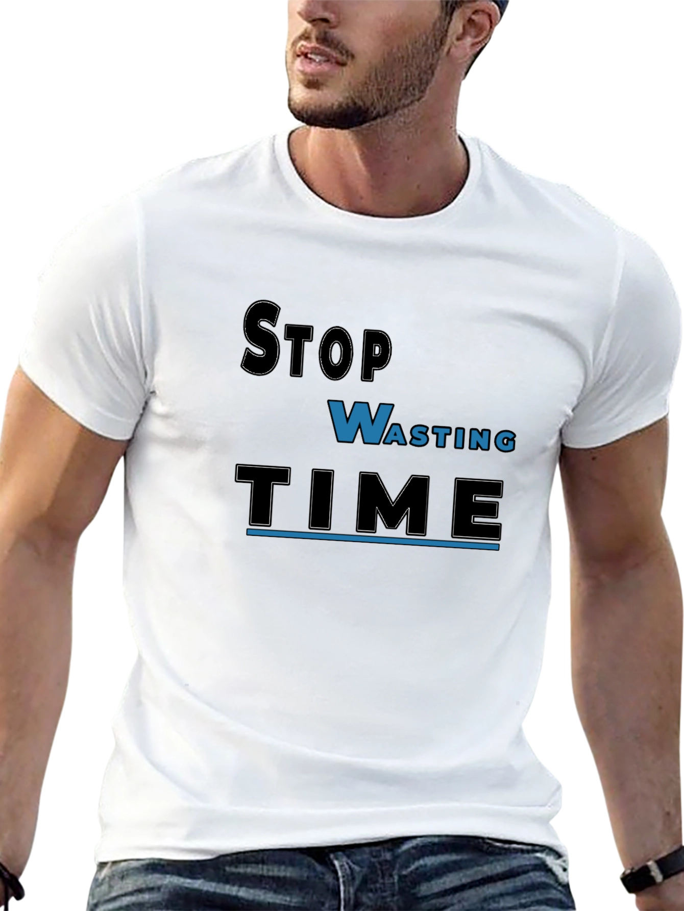 Stop Wasting Time Graphic Tee - Black