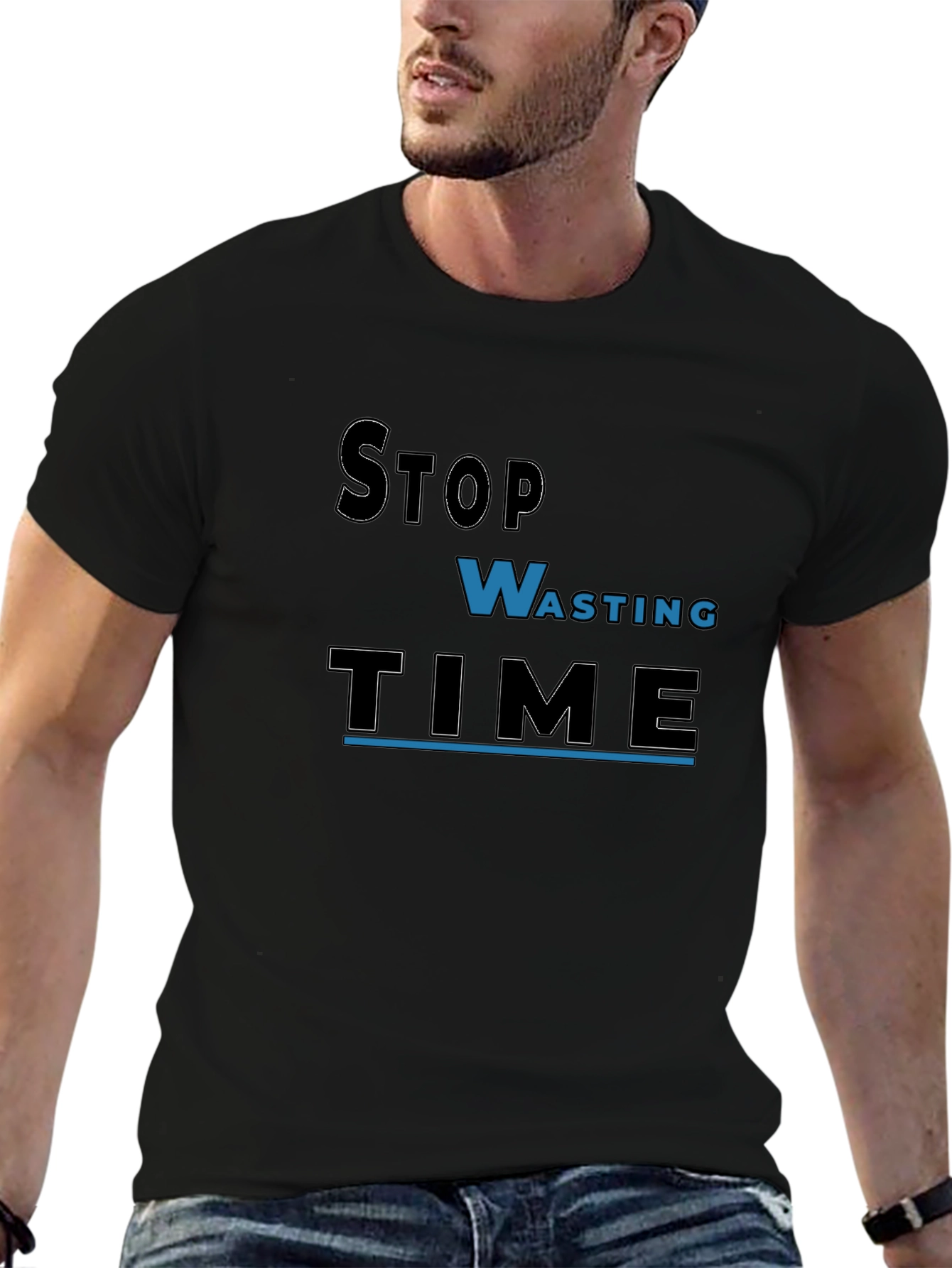 Stop Wasting Time Graphic Tee - Black