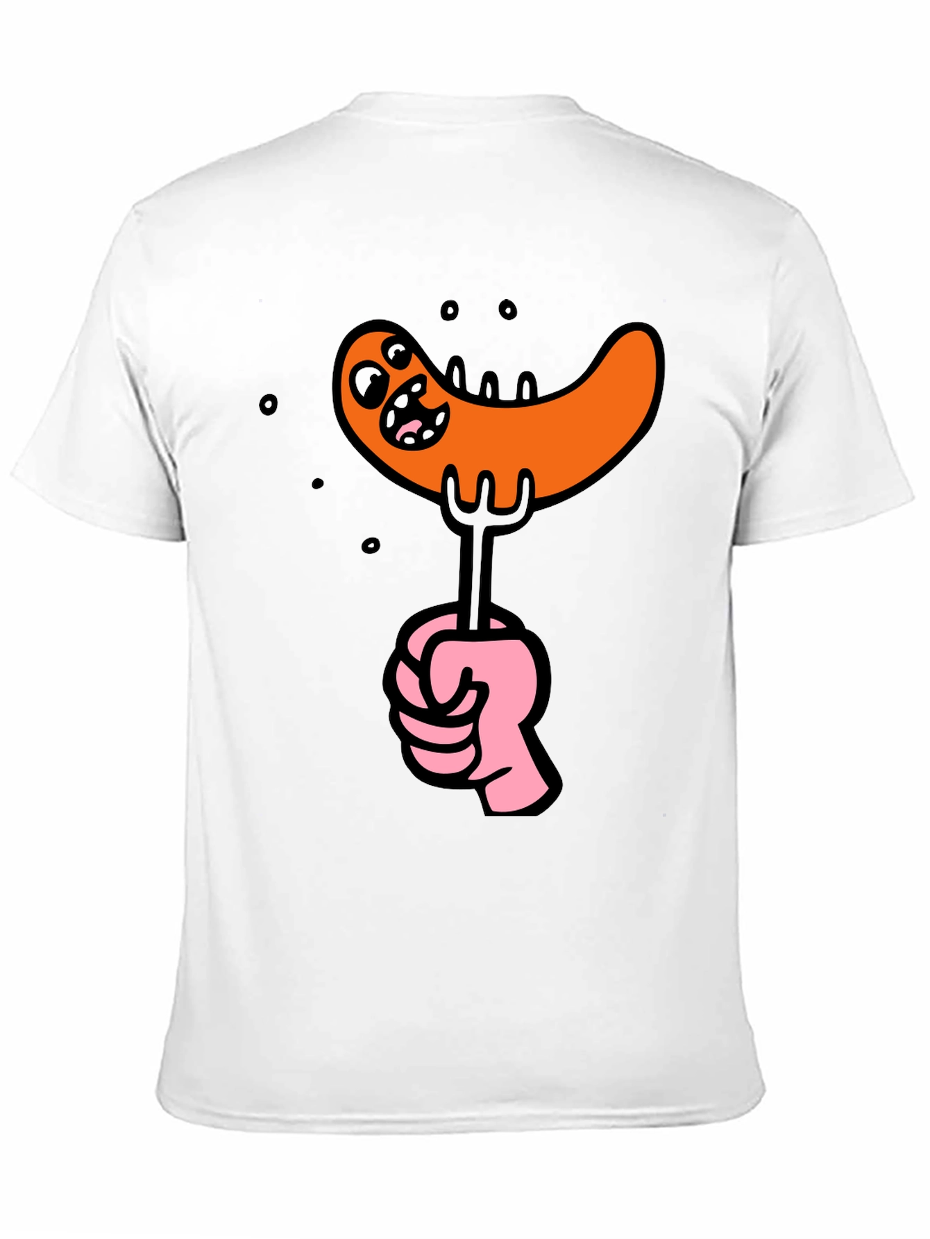 Funny Sausage Cartoon Graphic Tee - Black Cotton T-Shirt