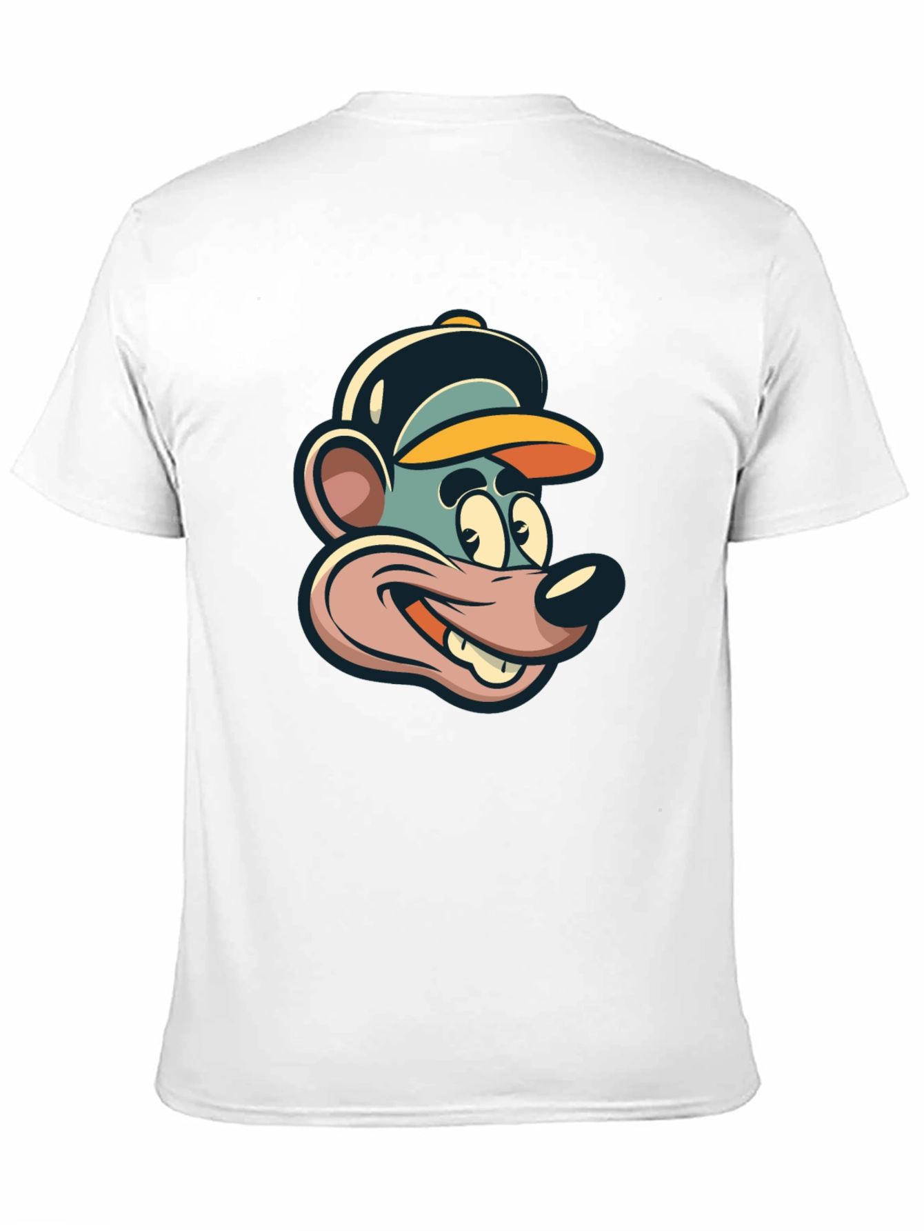 Cartoon Mouse Graphic Tee - Black Cotton T-Shirt