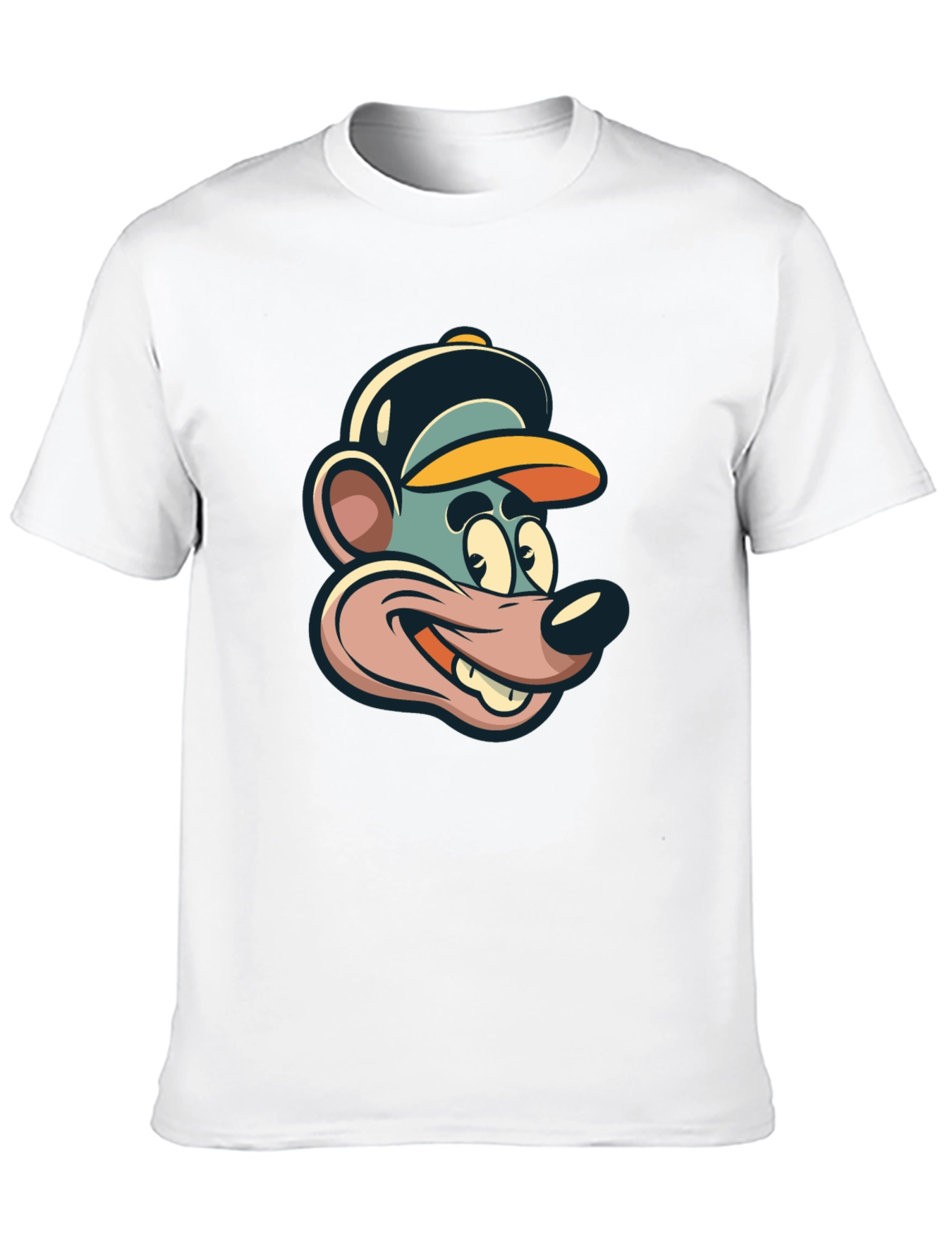 Cartoon Mouse Graphic Tee - Black Cotton T-Shirt