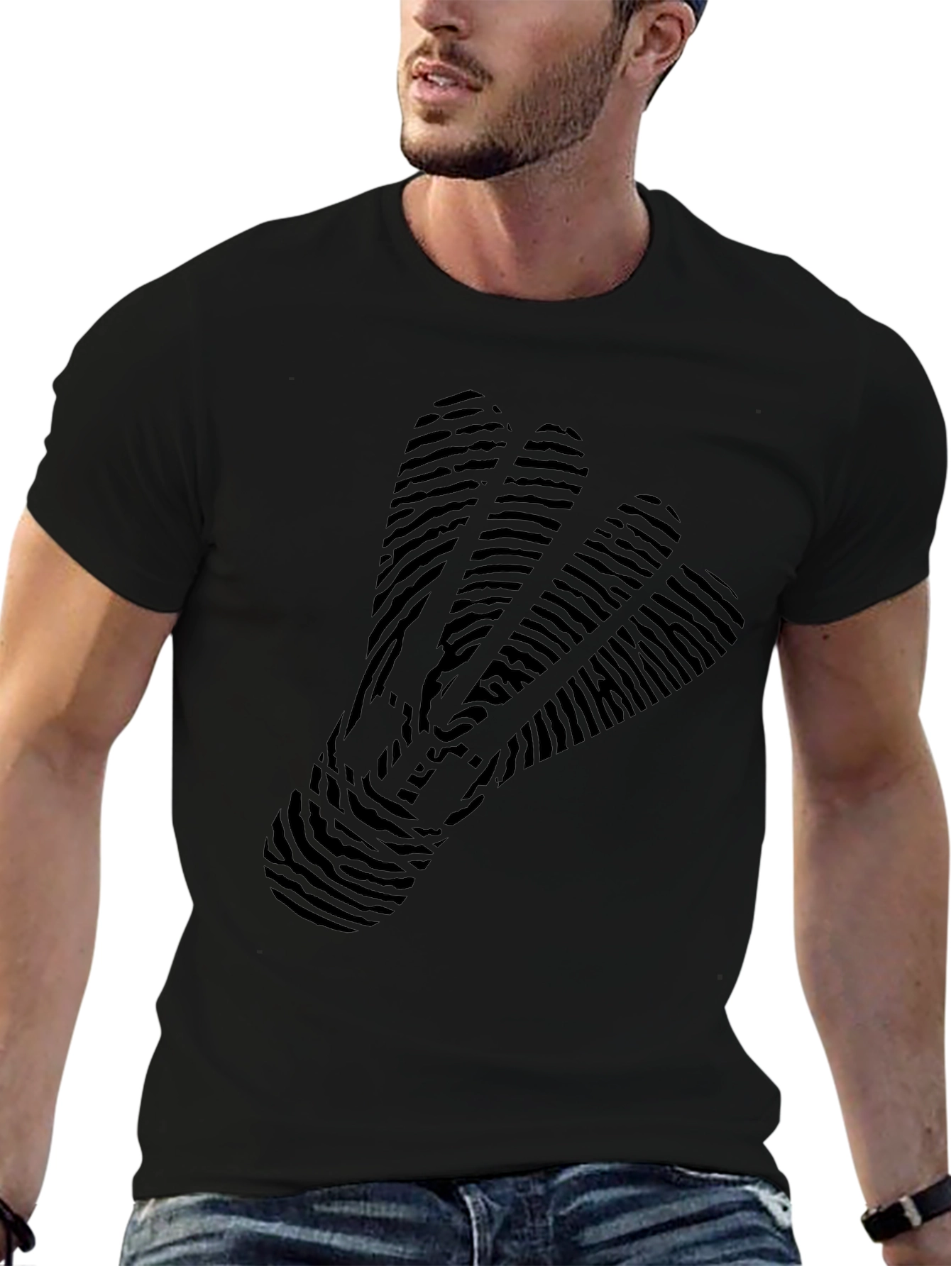 Mens Black T-Shirt with Badminton Shuttlecock Design