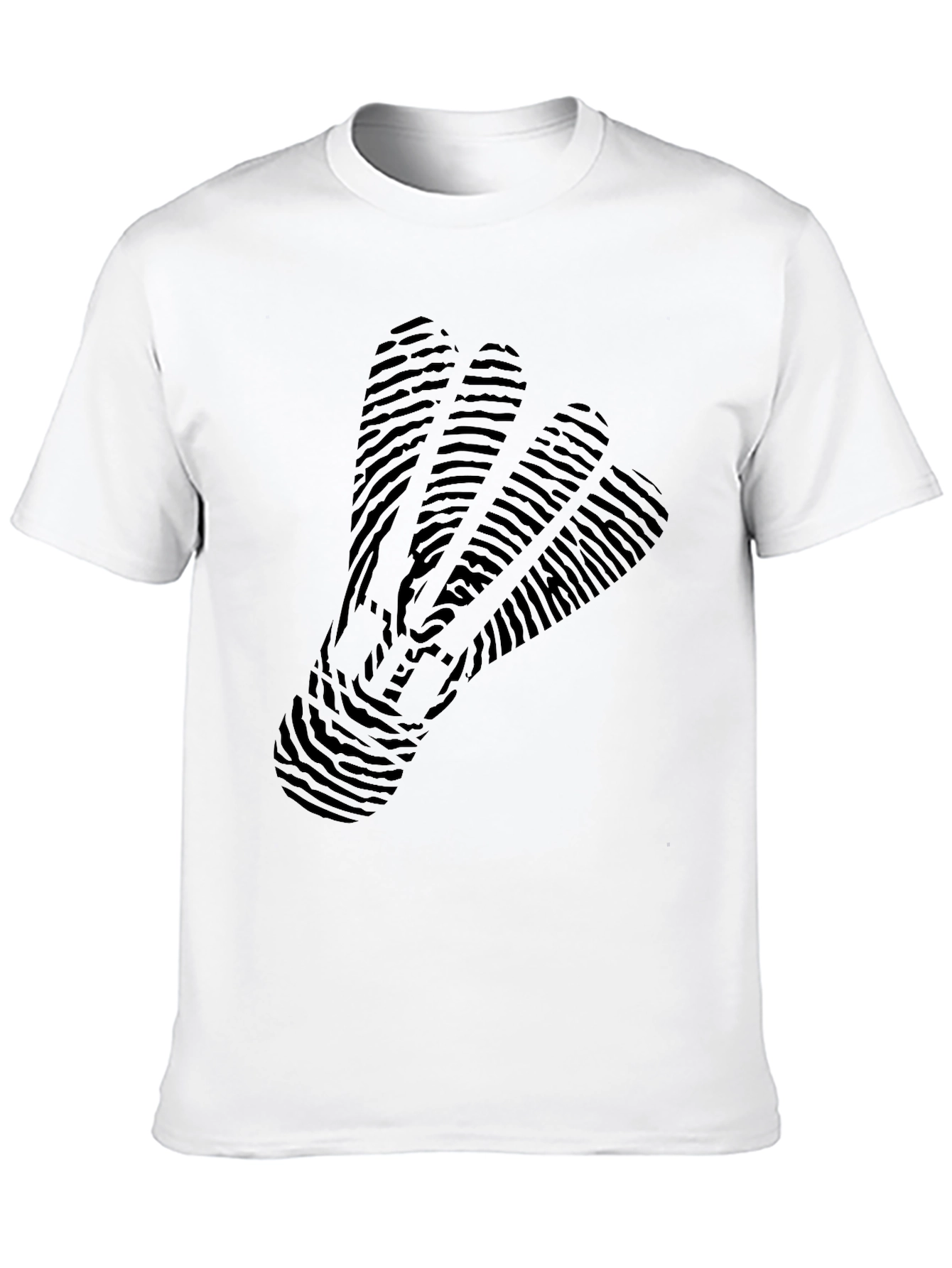 Mens Black T-Shirt with Badminton Shuttlecock Design