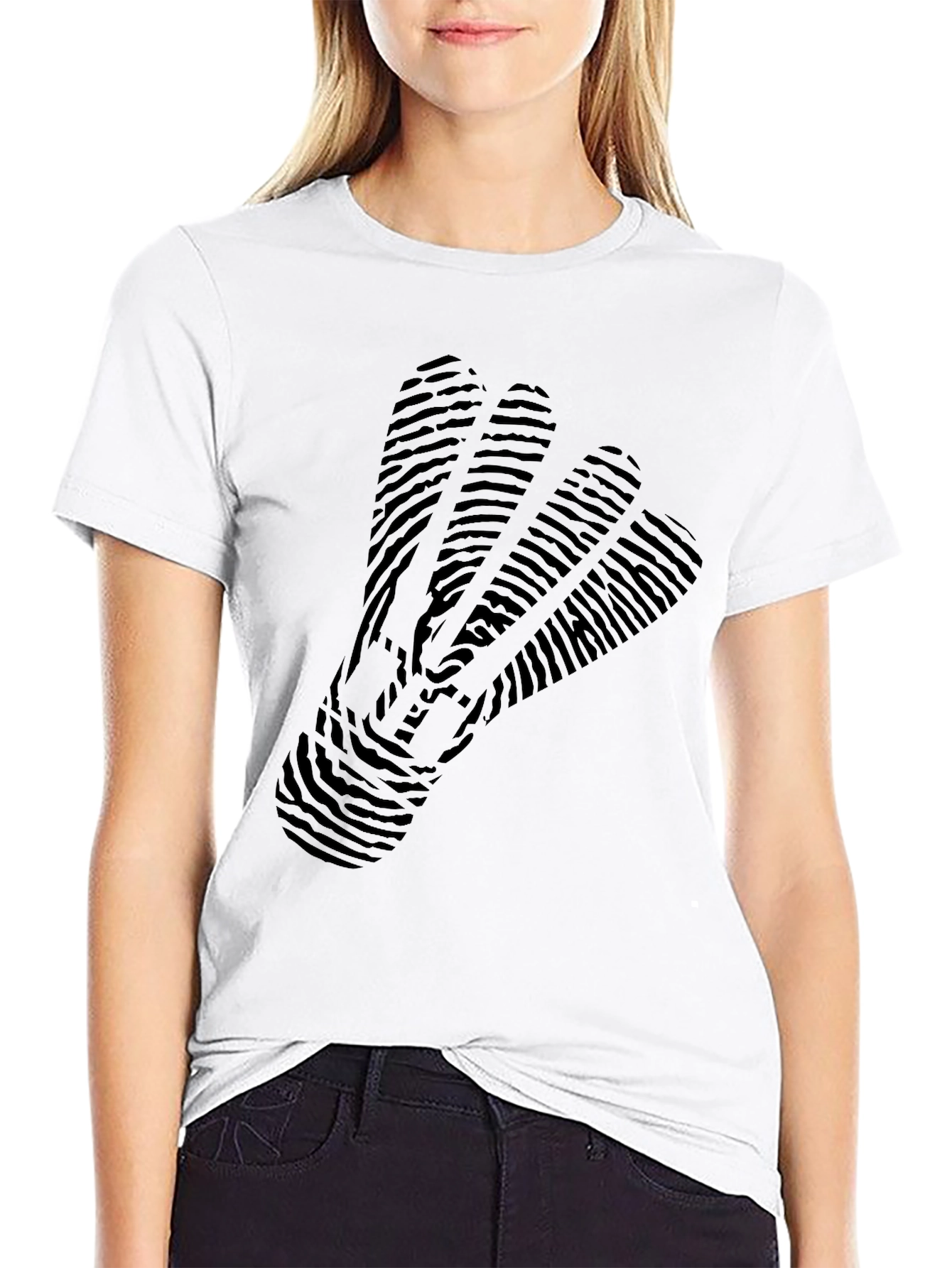 Mens Black T-Shirt with Badminton Shuttlecock Design