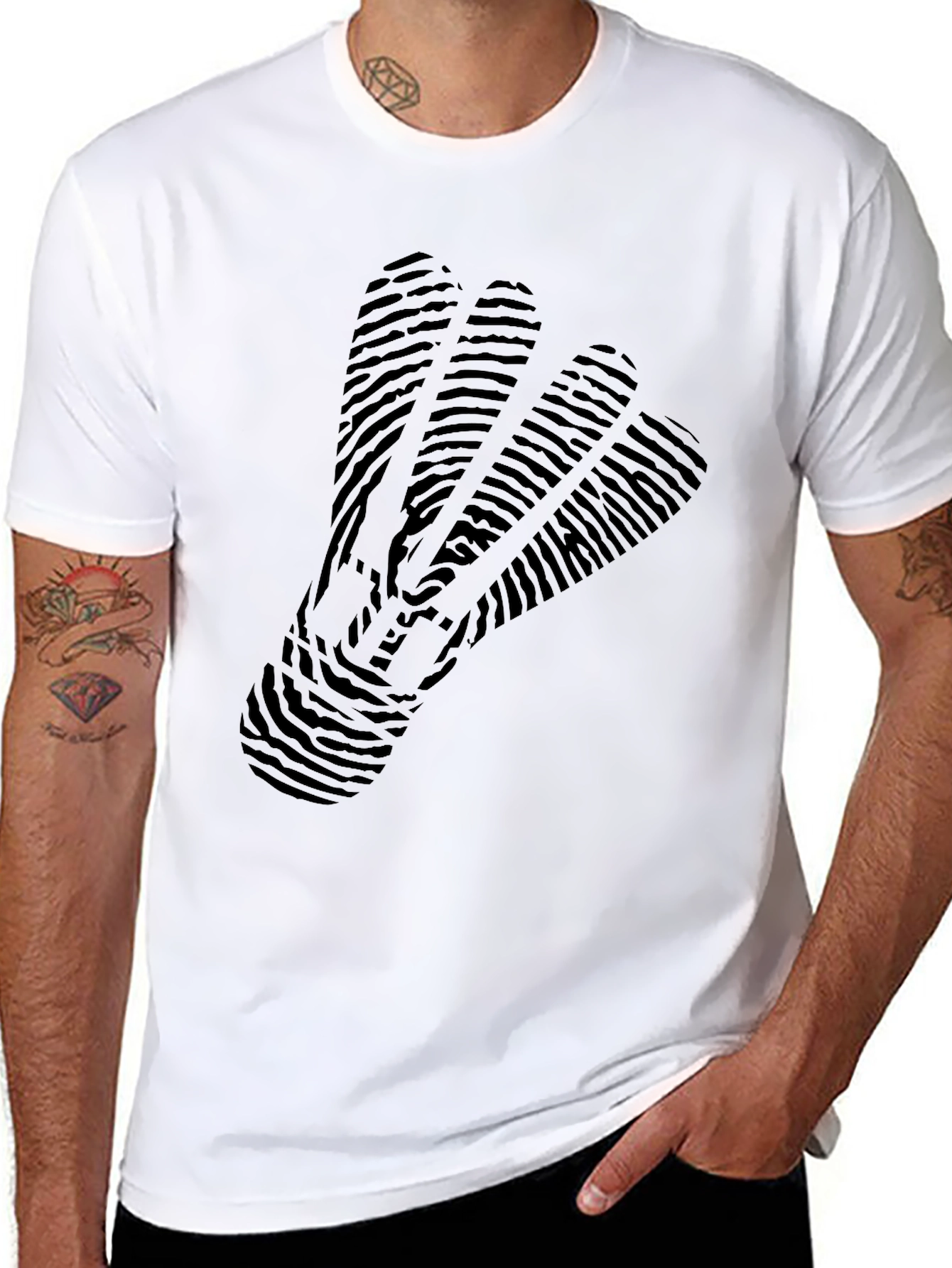 Mens Black T-Shirt with Badminton Shuttlecock Design