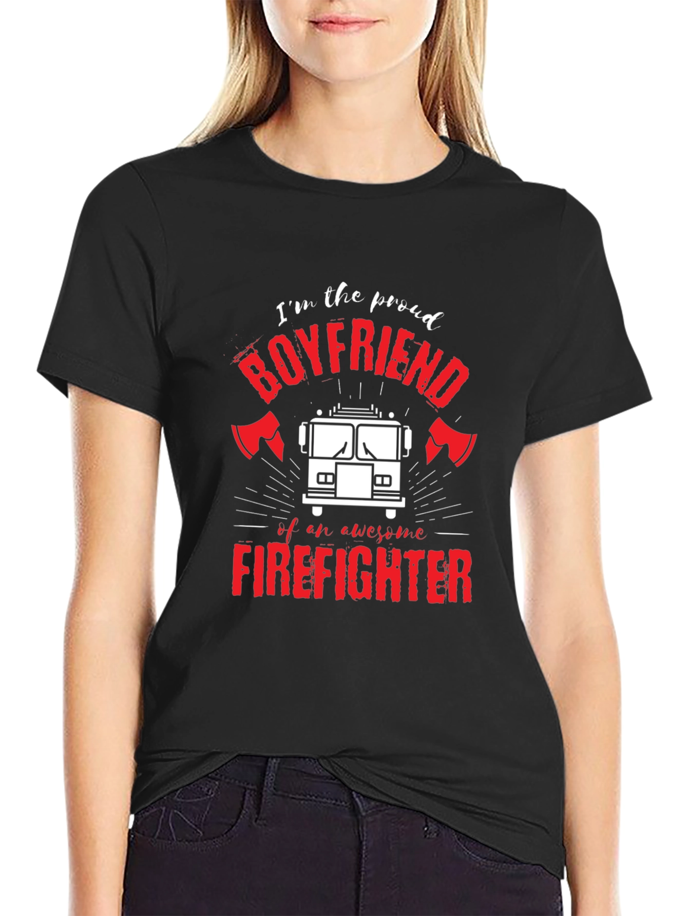 Proud Firefighter Boyfriend Graphic T-Shirt