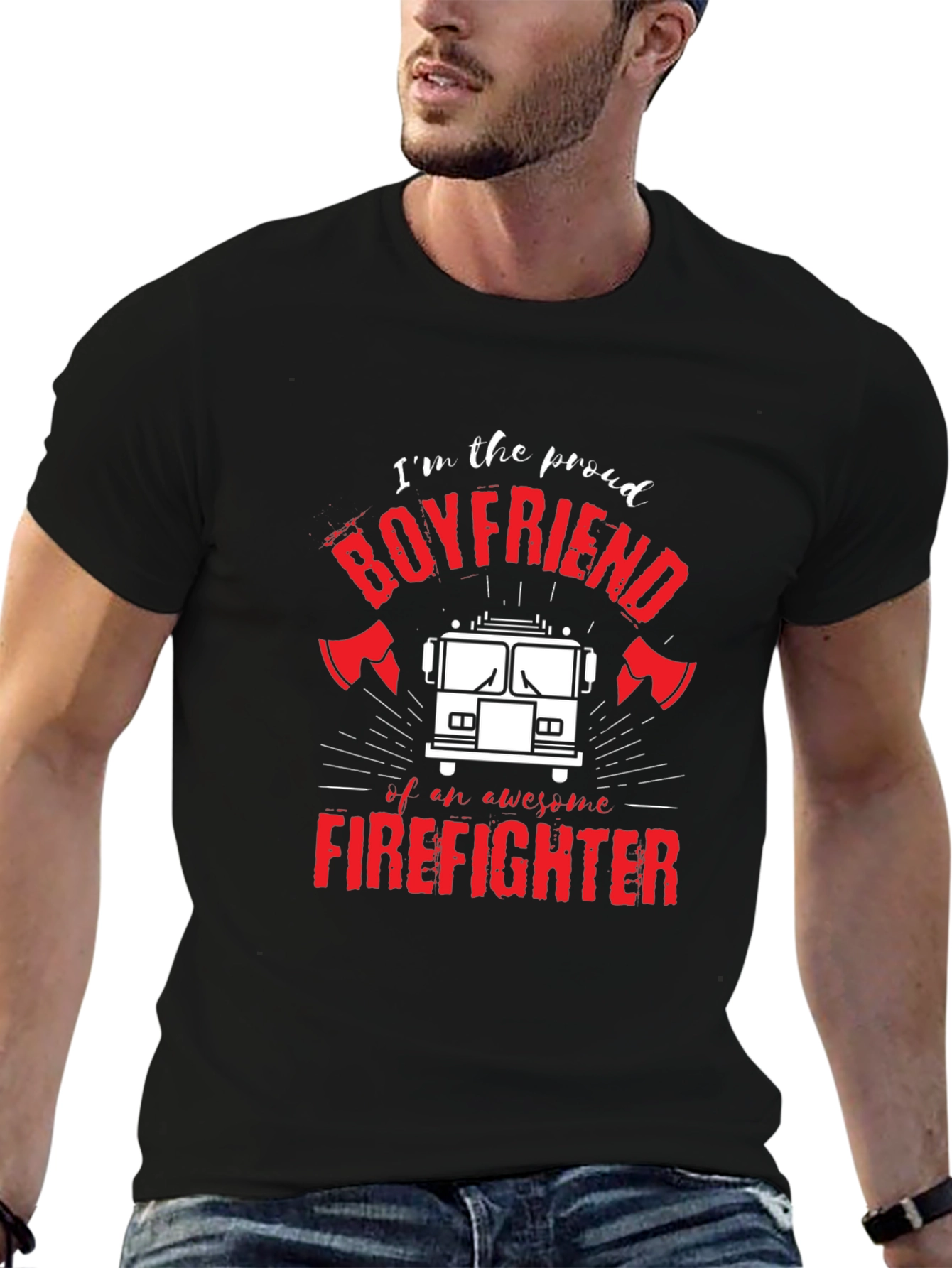 Proud Firefighter Boyfriend Graphic T-Shirt