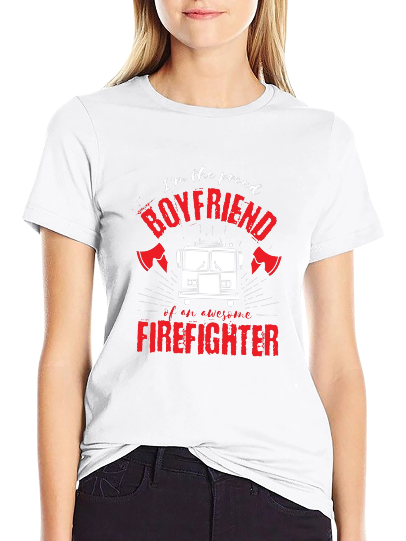 Proud Firefighter Boyfriend Graphic T-Shirt