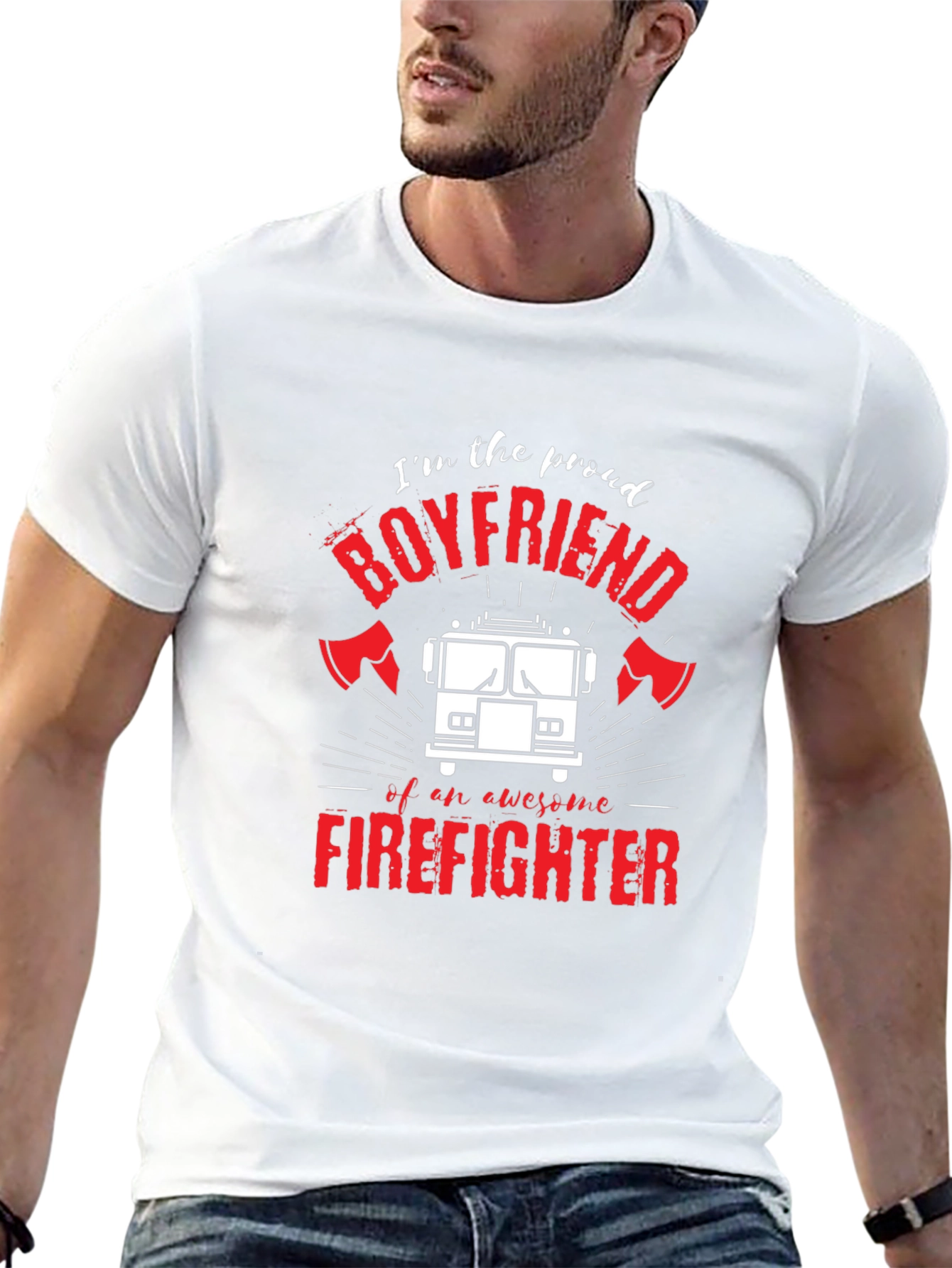 Proud Firefighter Boyfriend Graphic T-Shirt