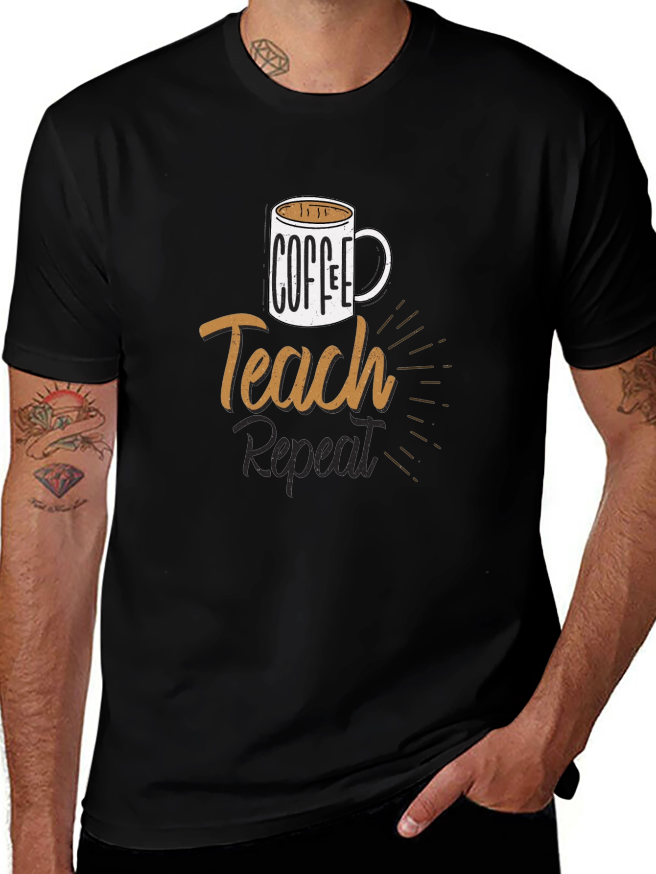 Coffee Teach Repeat T-Shirt - Black