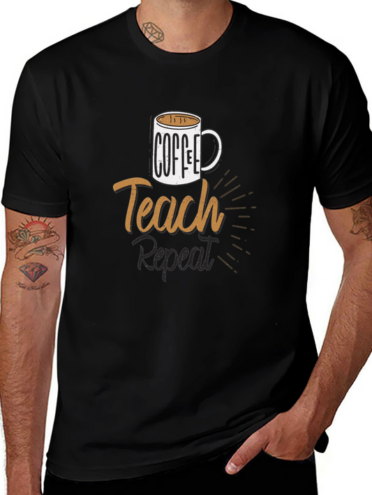 Coffee Teach Repeat T-Shirt - Black