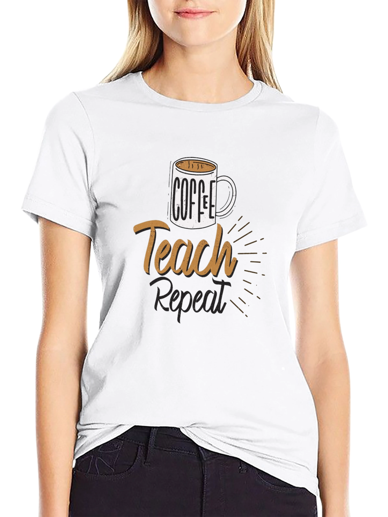 Coffee Teach Repeat T-Shirt - Black
