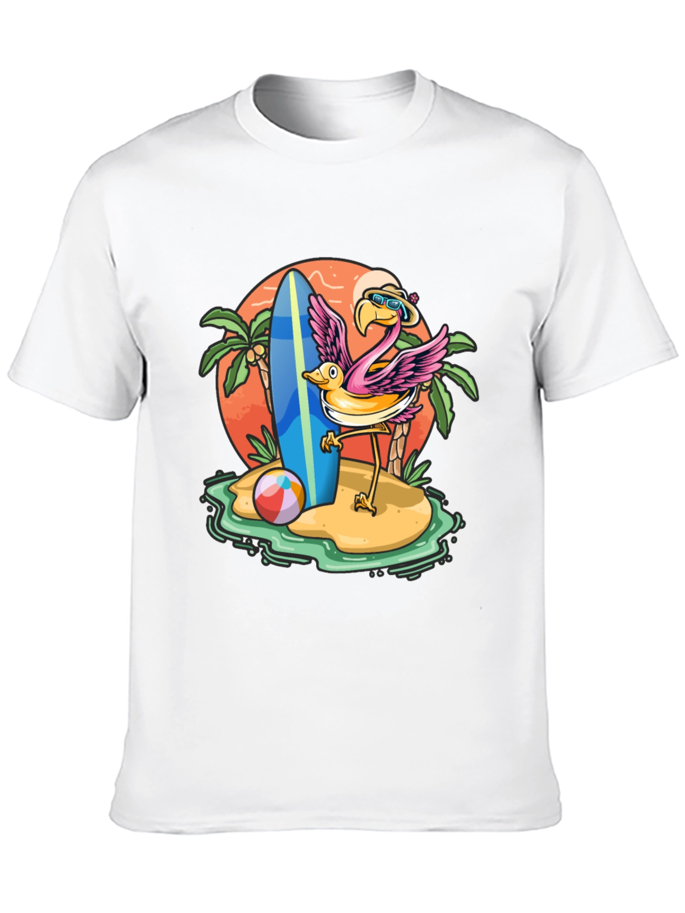 Summer Flamingo Graphic Tee - Beach Vibes