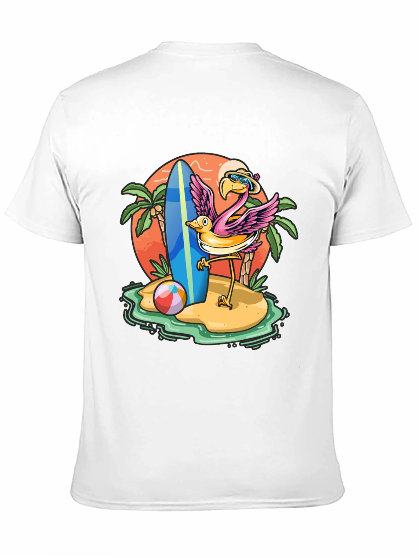 Summer Flamingo Graphic Tee - Beach Vibes