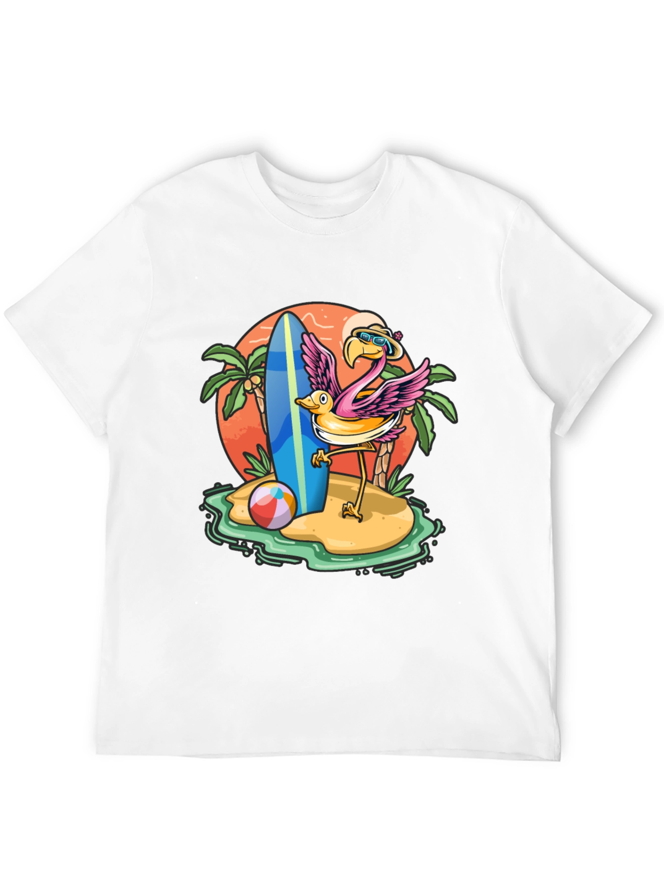 Summer Flamingo Graphic Tee - Beach Vibes