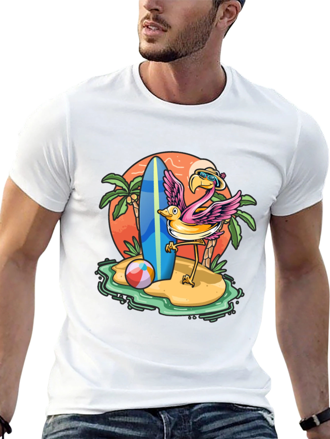 Summer Flamingo Graphic Tee - Beach Vibes