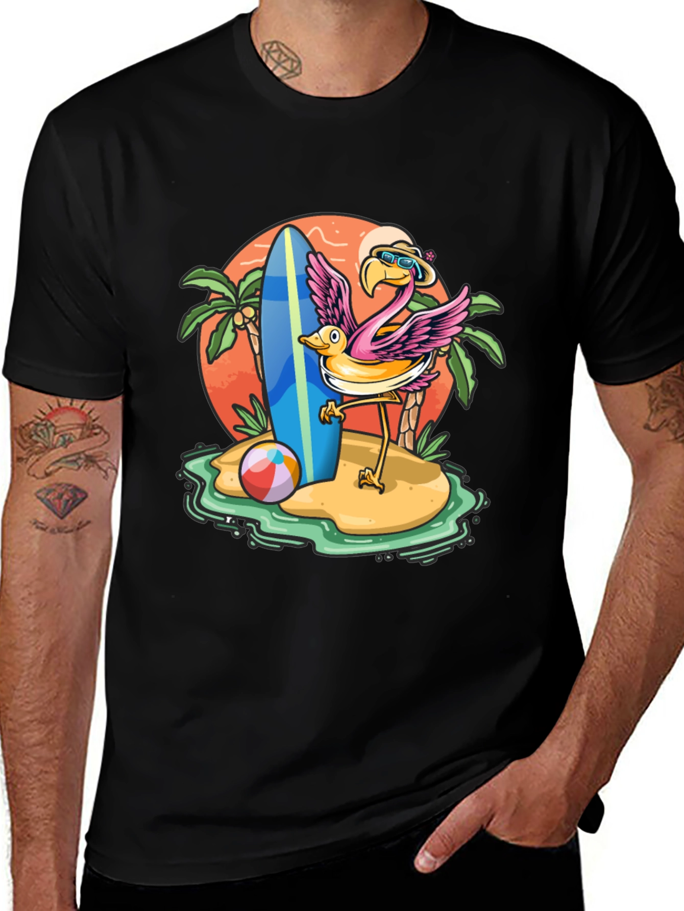 Summer Flamingo Graphic Tee - Beach Vibes