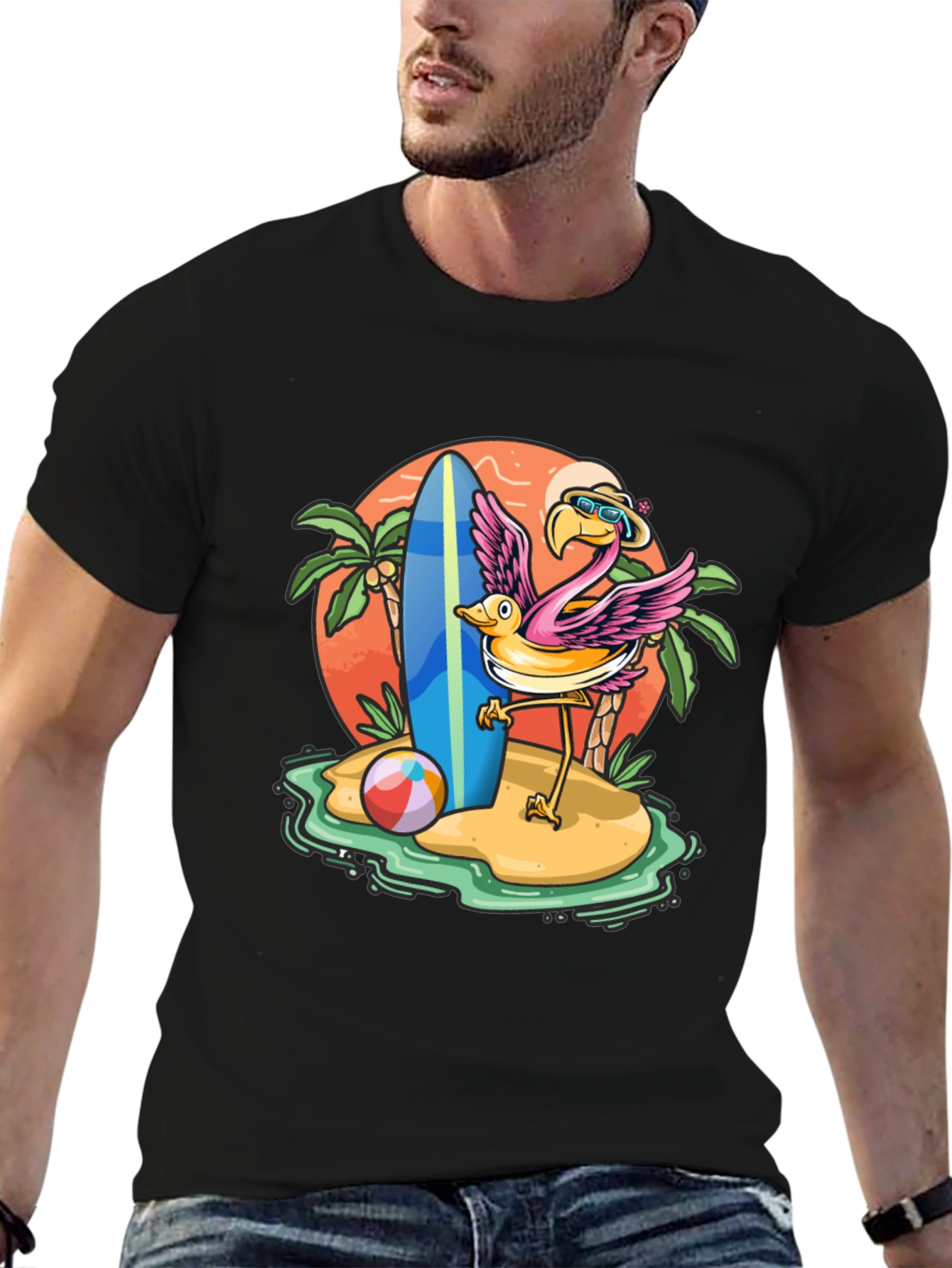 Summer Flamingo Graphic Tee - Beach Vibes