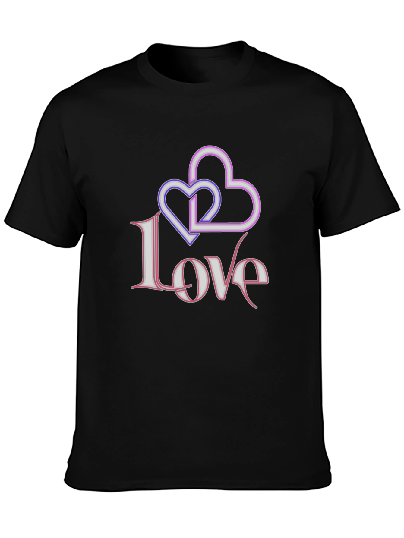 Love Hearts Graphic Black T-Shirt