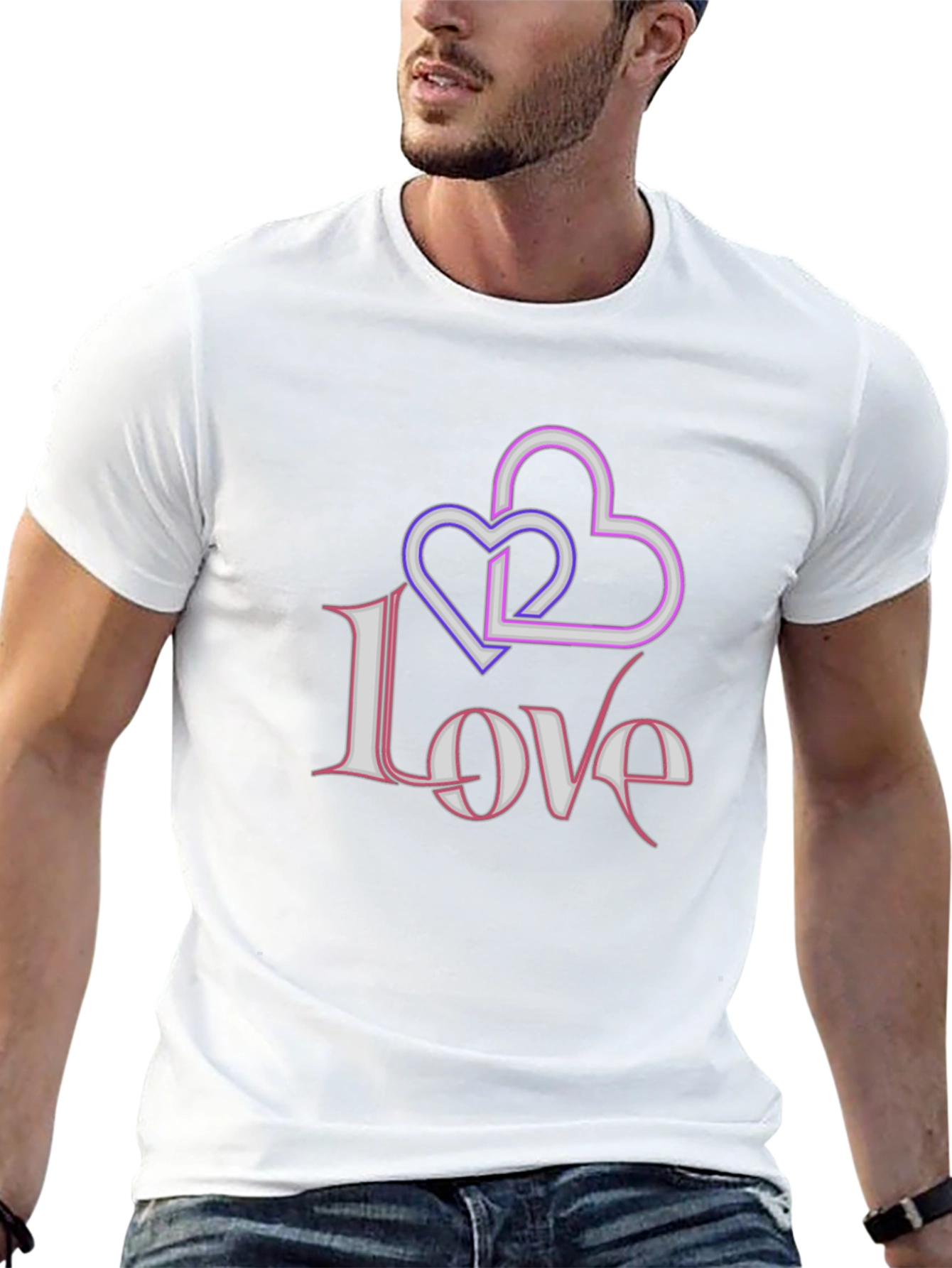 Love Hearts Graphic Black T-Shirt