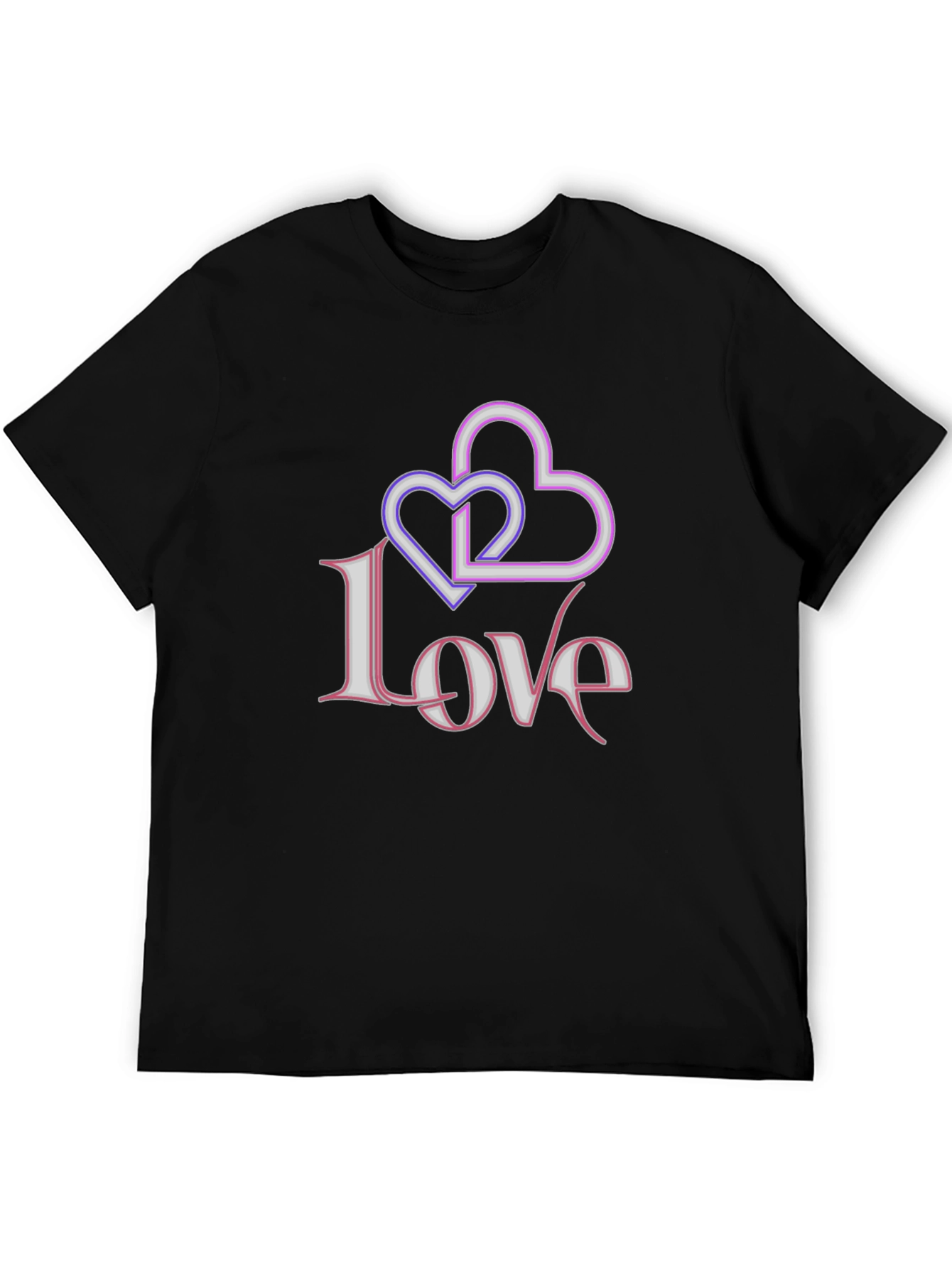 Love Hearts Graphic Black T-Shirt