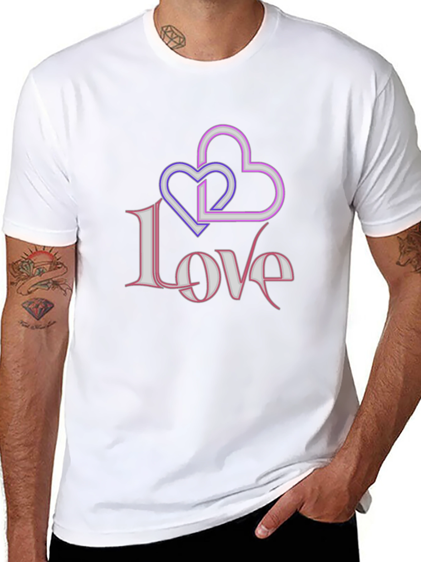 Love Hearts Graphic Black T-Shirt