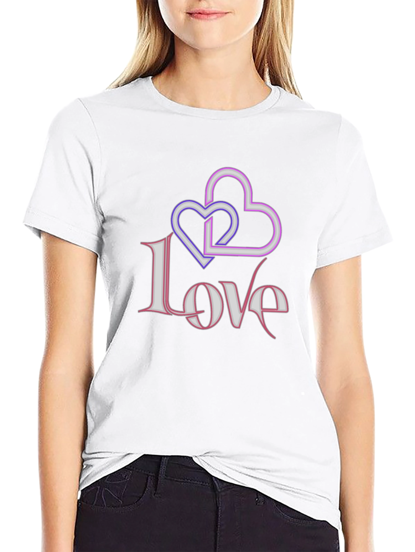Love Hearts Graphic Black T-Shirt