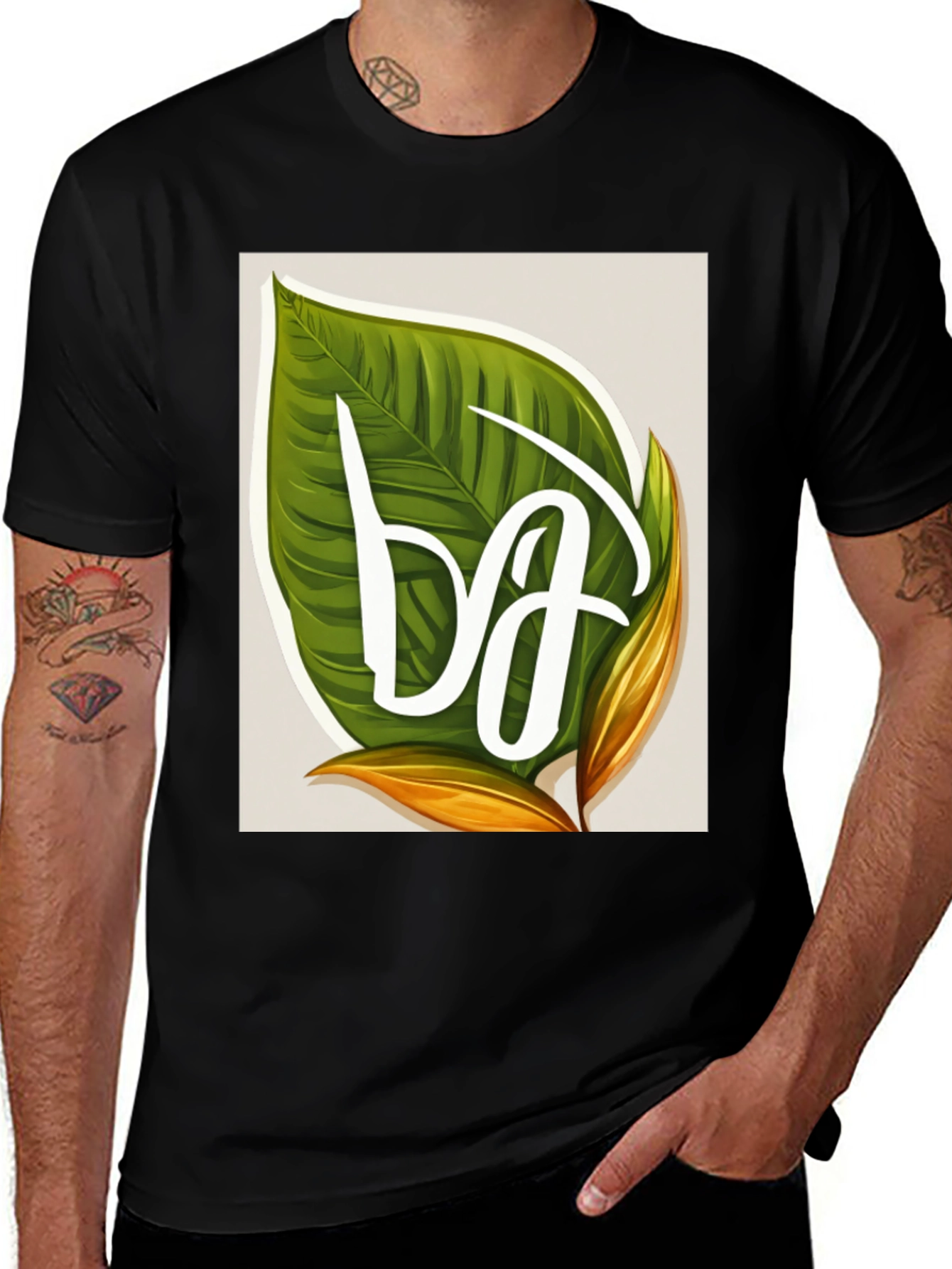 Leaf Letter T-Shirt - Tropical Style