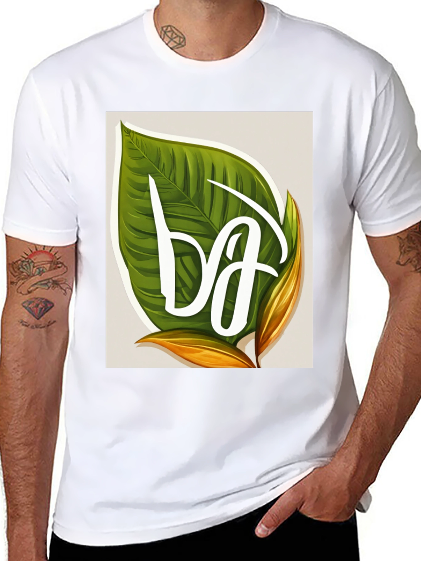 Leaf Letter T-Shirt - Tropical Style