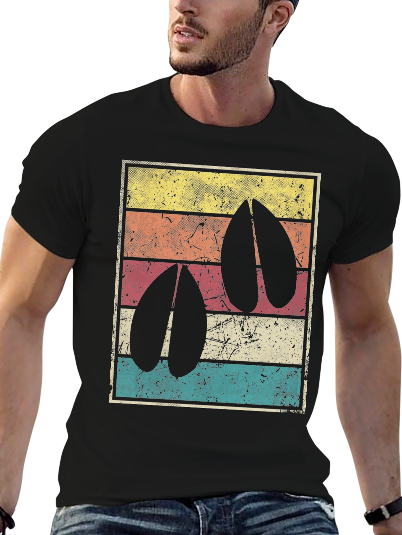 Retro Deer Hoof Print T-Shirt
