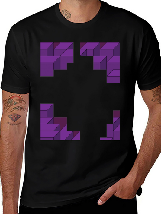 Abstract Purple Block Graphic Tee