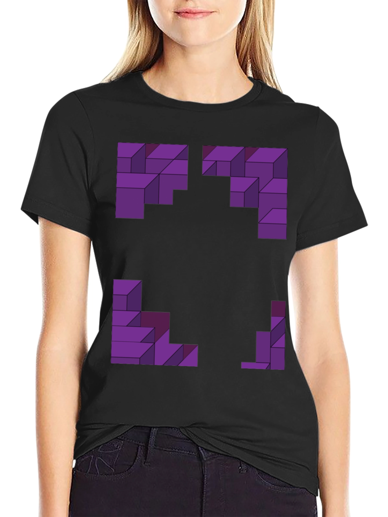 Abstract Purple Block Graphic Tee