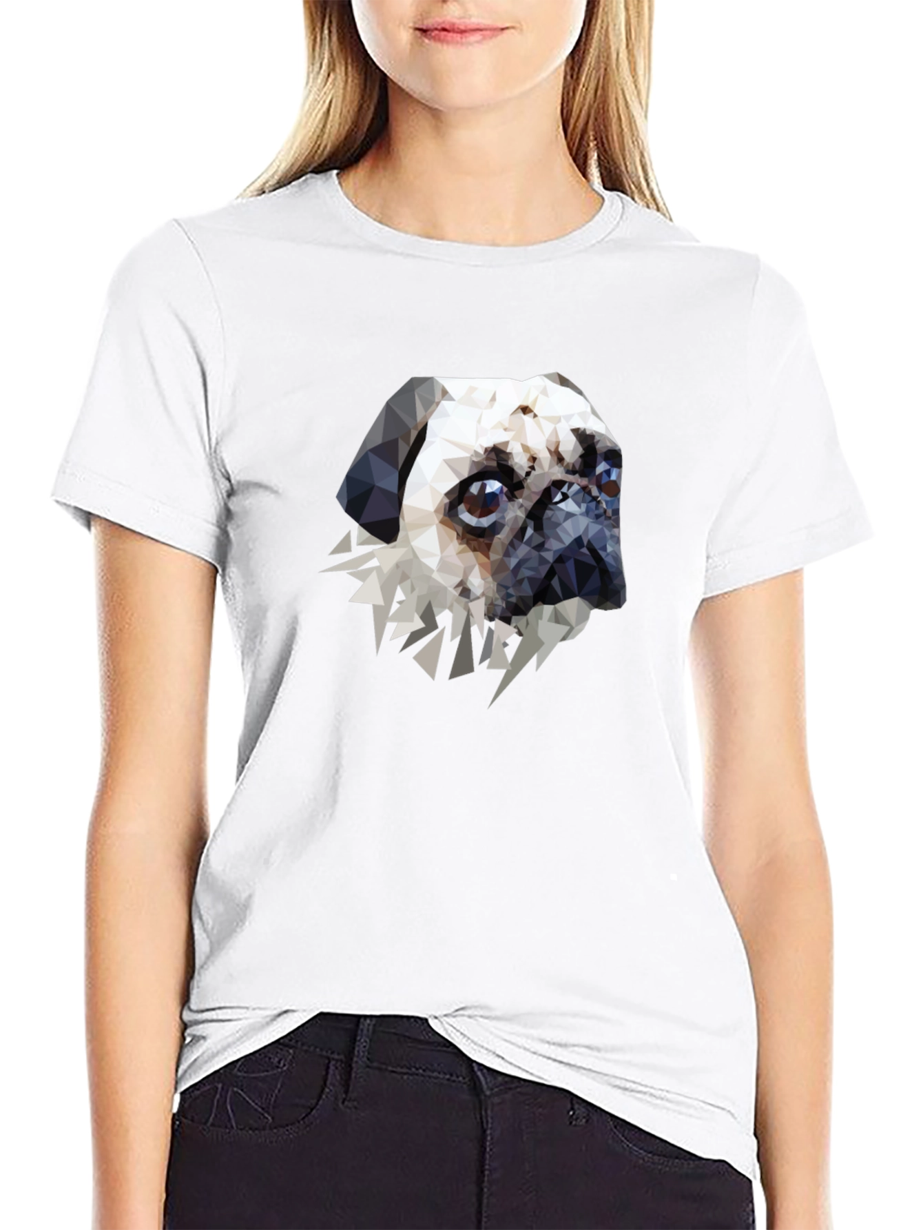 Geometric Pug Graphic Tee - Stylish Pet Lovers T-Shirt