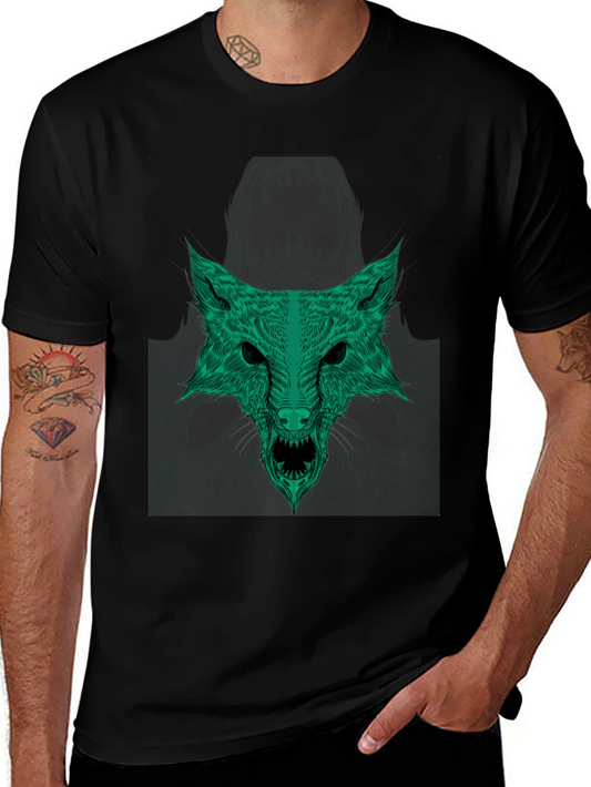 Green Wolf Graphic Tee - Stylish Mens T-Shirt