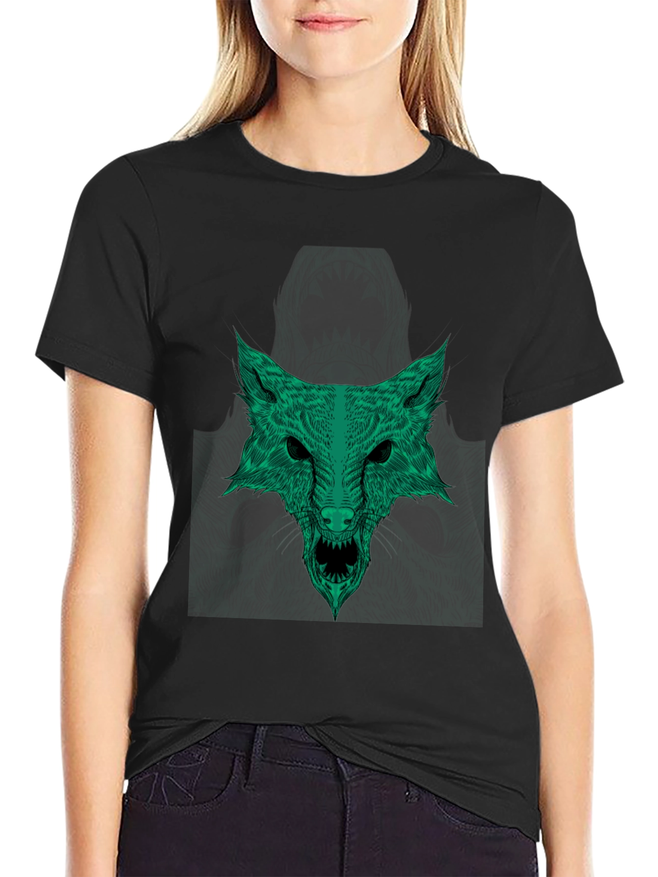 Green Wolf Graphic Tee - Stylish Mens T-Shirt