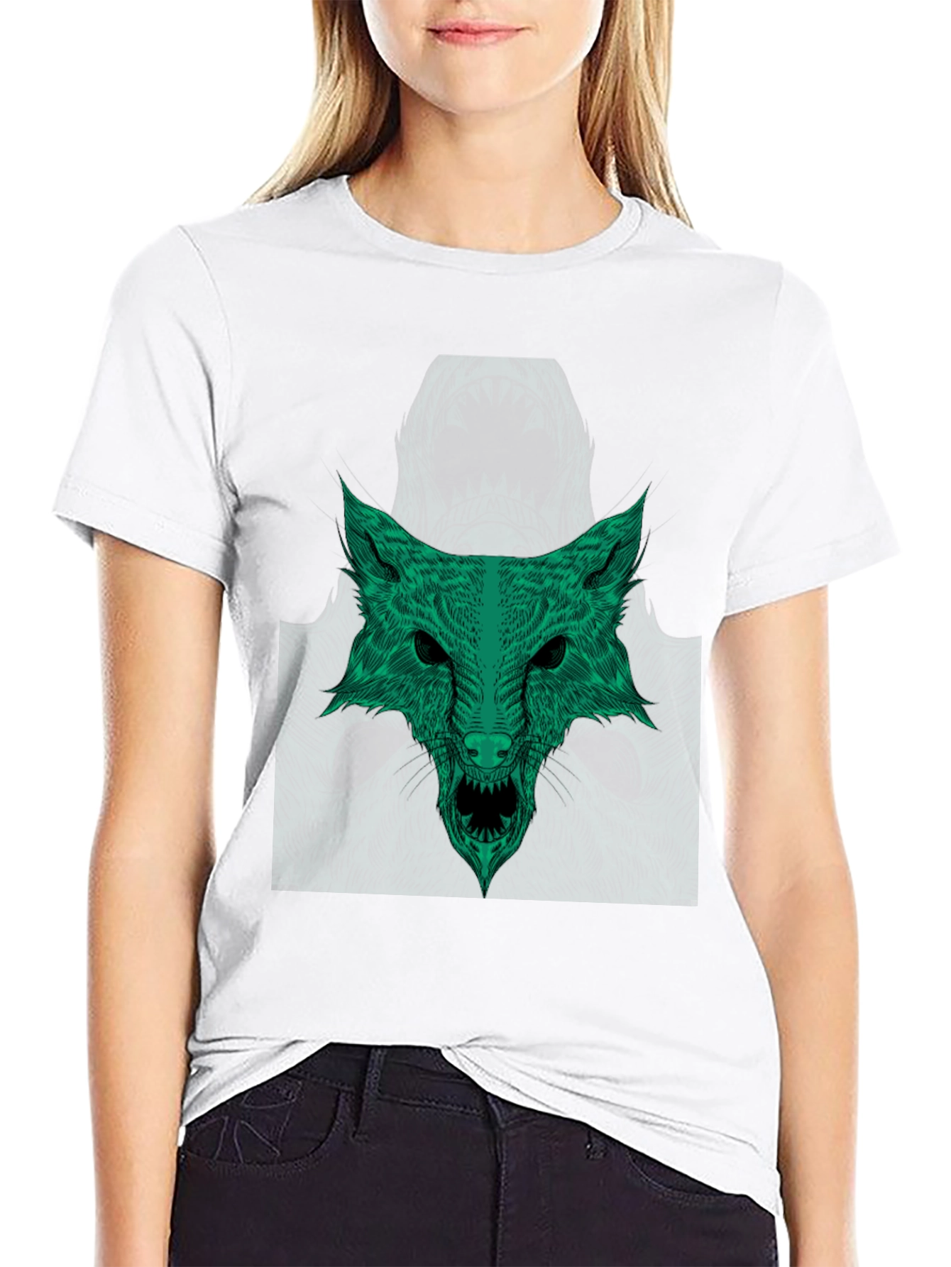 Green Wolf Graphic Tee - Stylish Mens T-Shirt