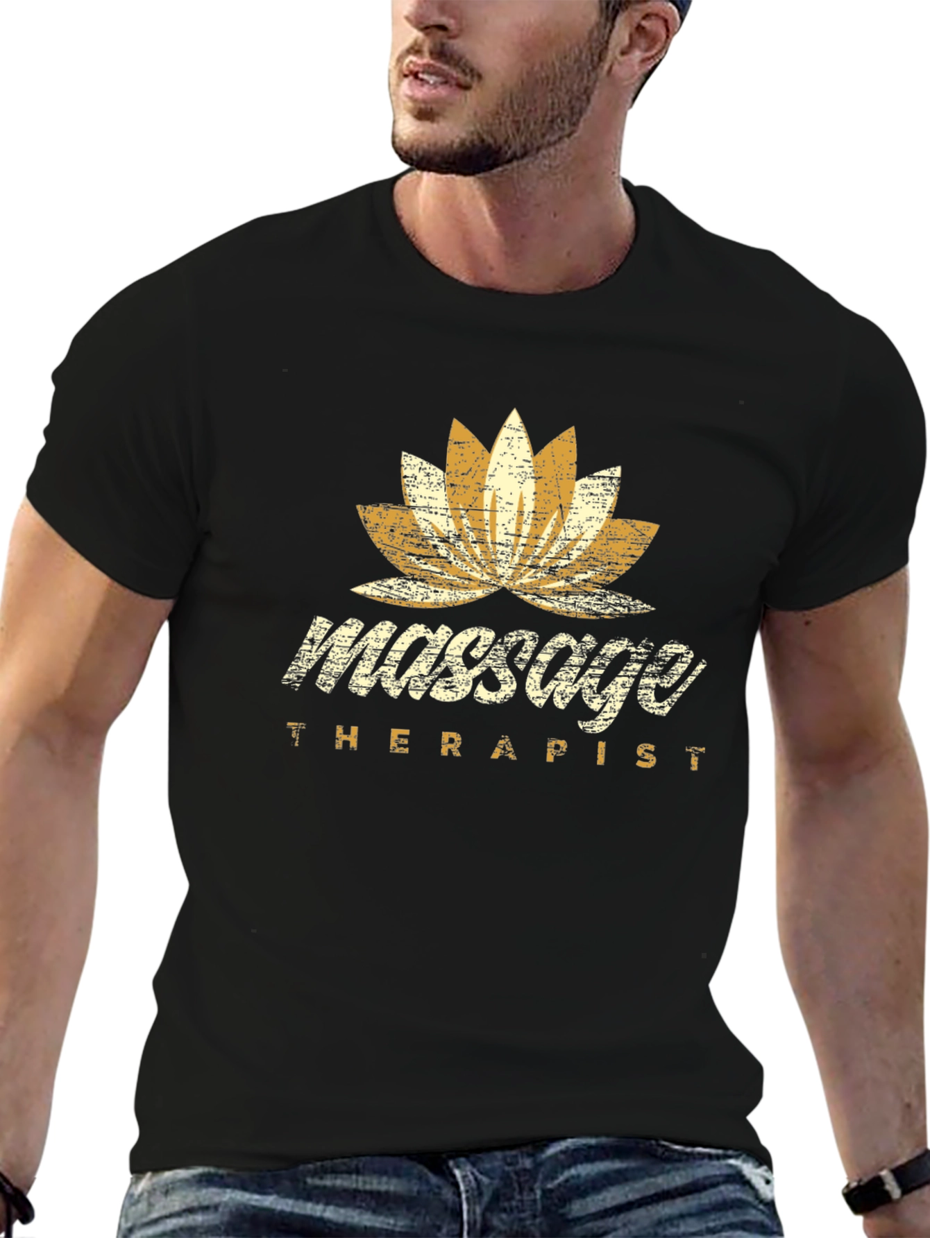 Massage Therapist Lotus Flower Graphic T-Shirt