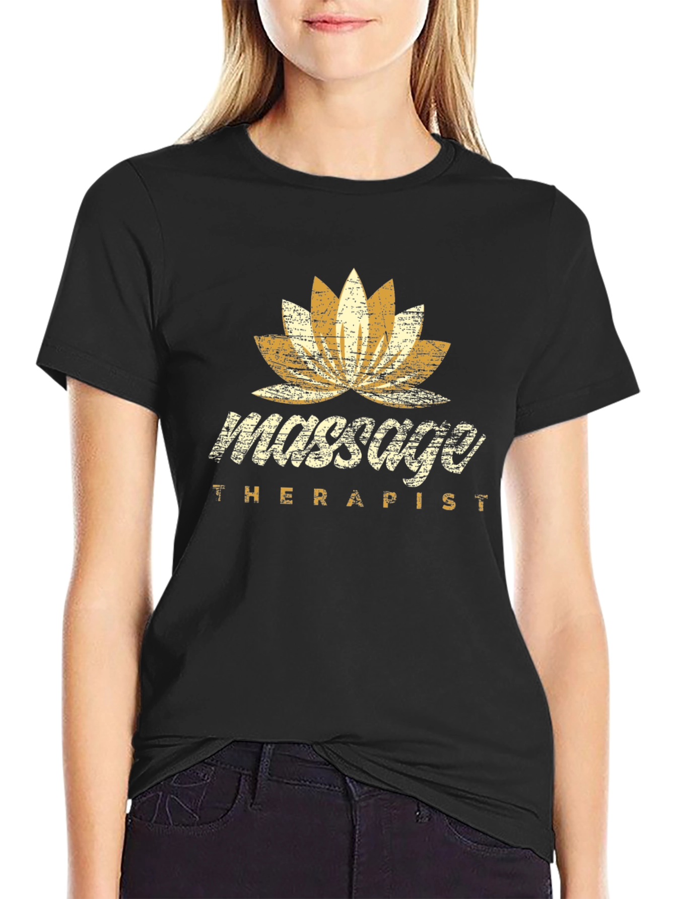 Massage Therapist Lotus Flower Graphic T-Shirt