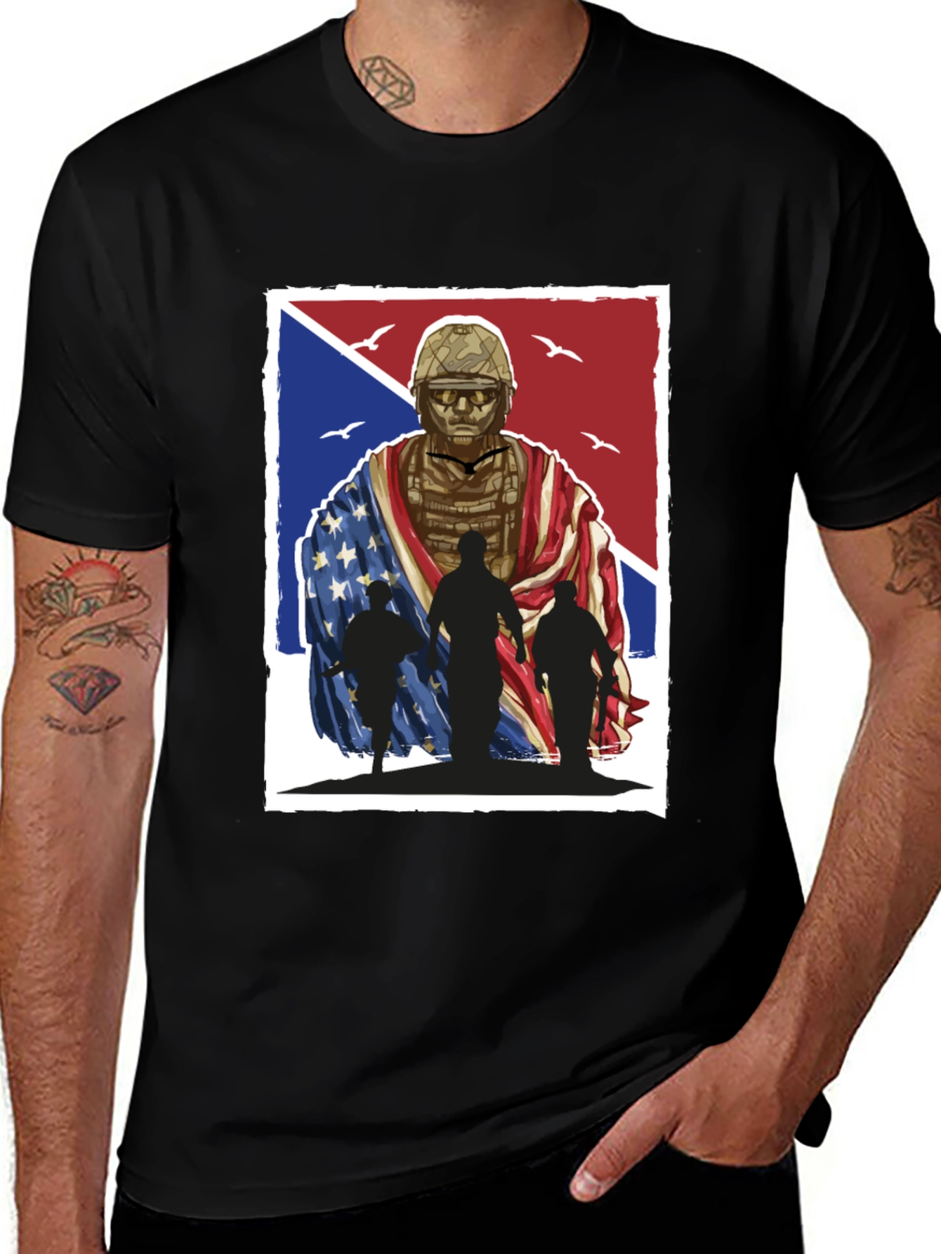 Patriotic Soldier Graphic T-Shirt - Memorial Day Apparel