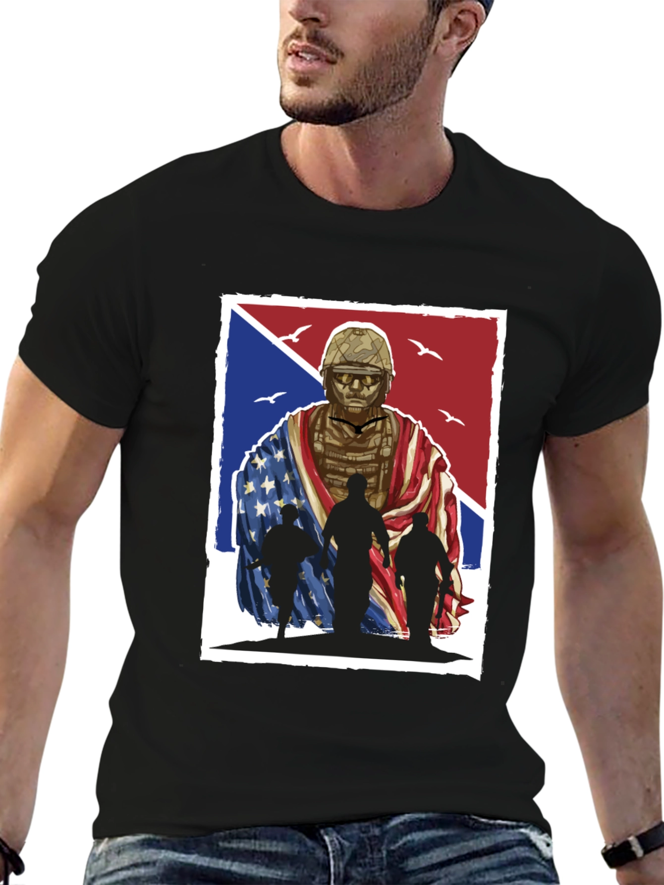 Patriotic Soldier Graphic T-Shirt - Memorial Day Apparel