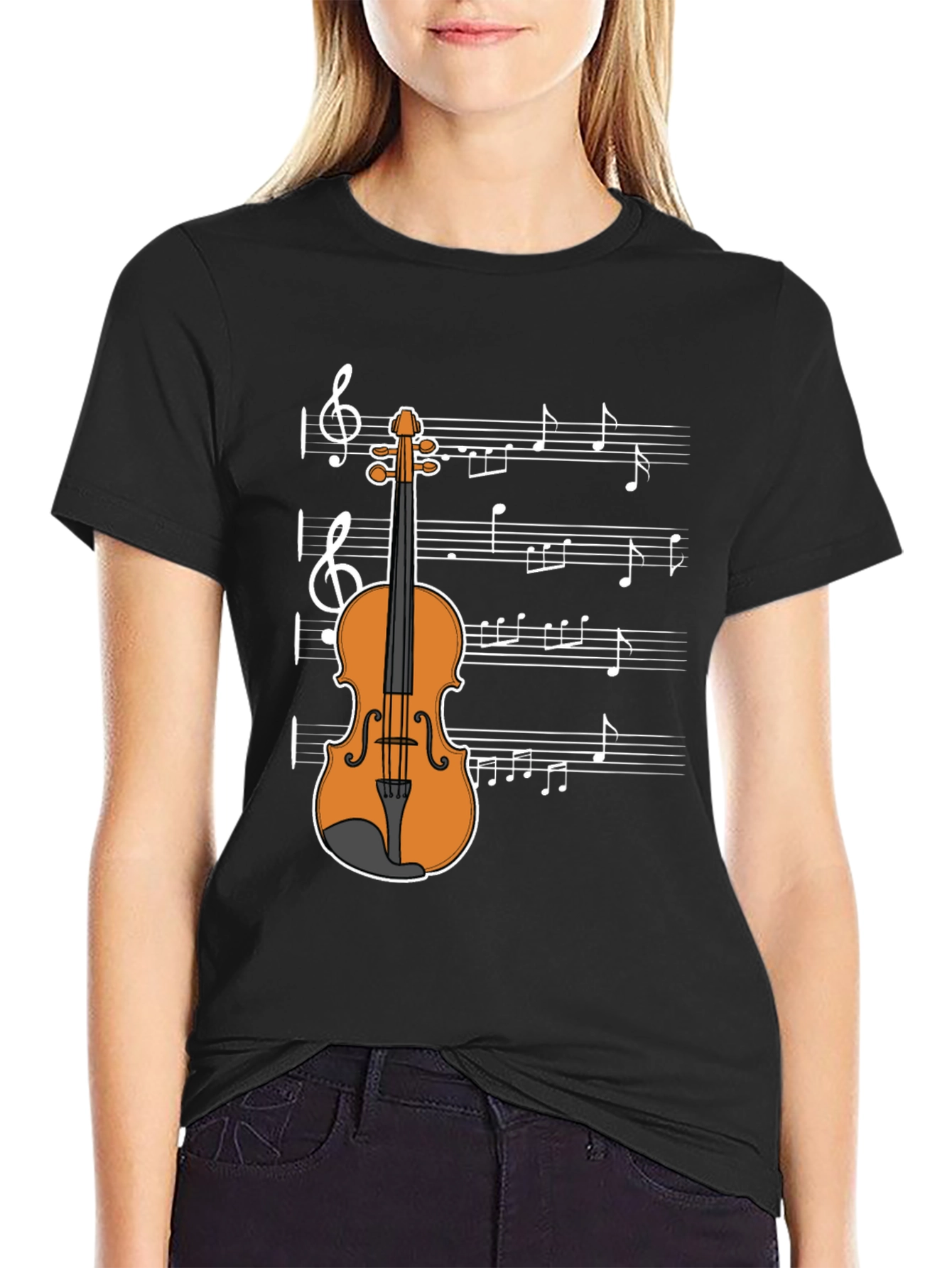 Musical Violin Graphic T-Shirt - Classic Design