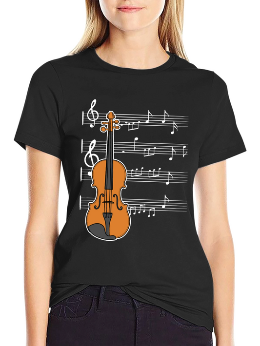 Musical Violin Graphic T-Shirt - Classic Design