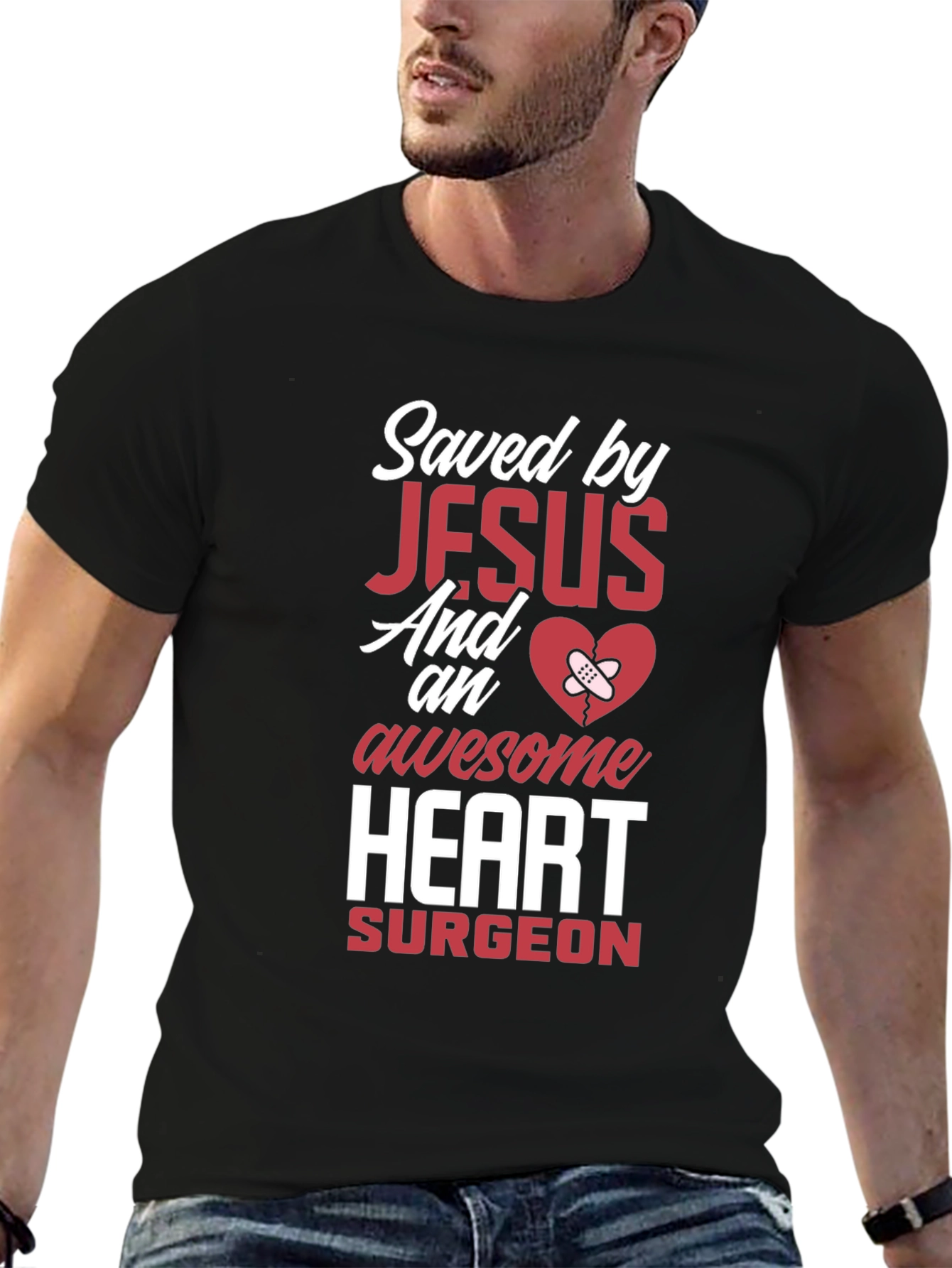 Saved By Jesus Heart Surgeon Graphic T-Shirt