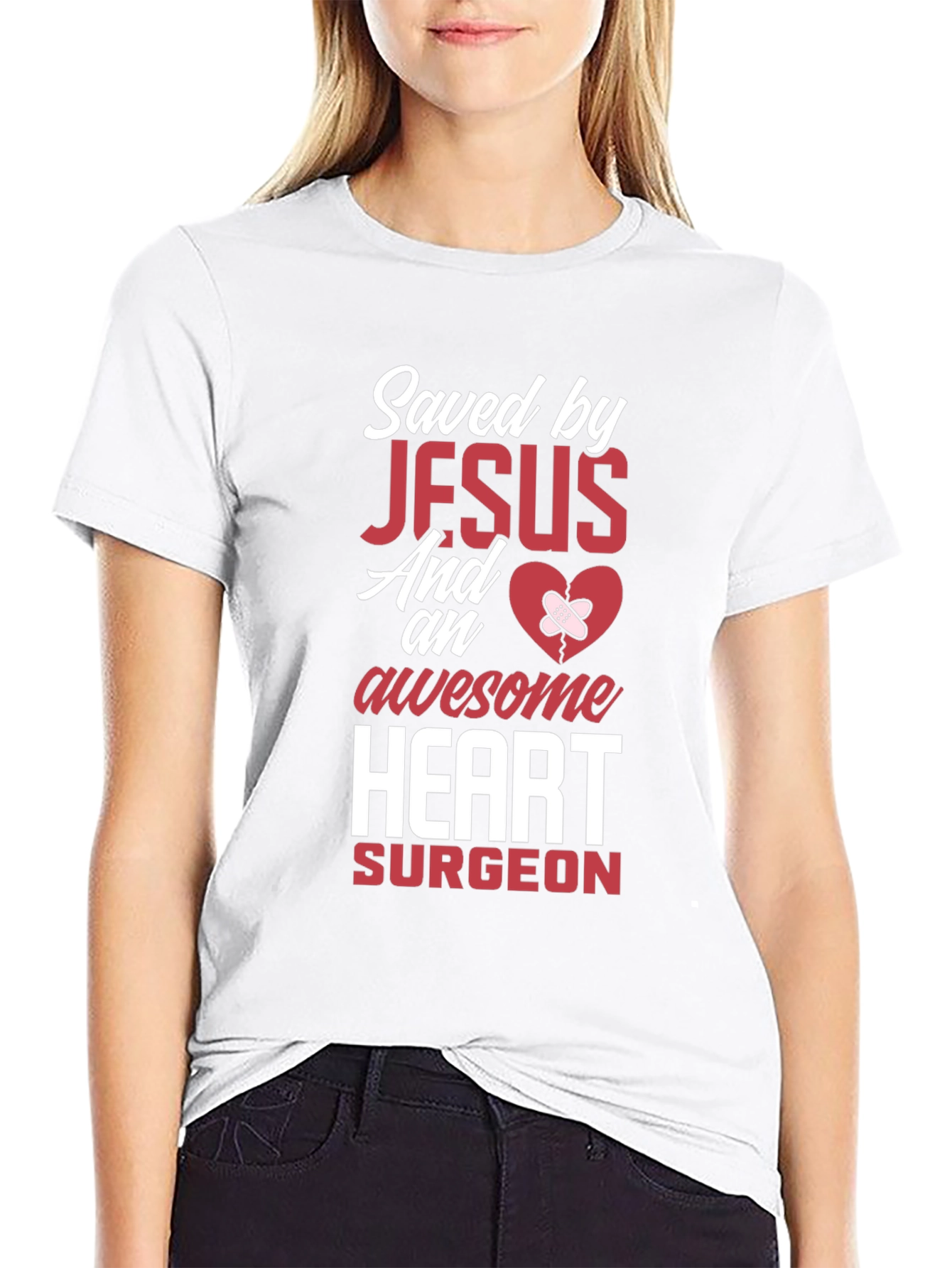 Saved By Jesus Heart Surgeon Graphic T-Shirt