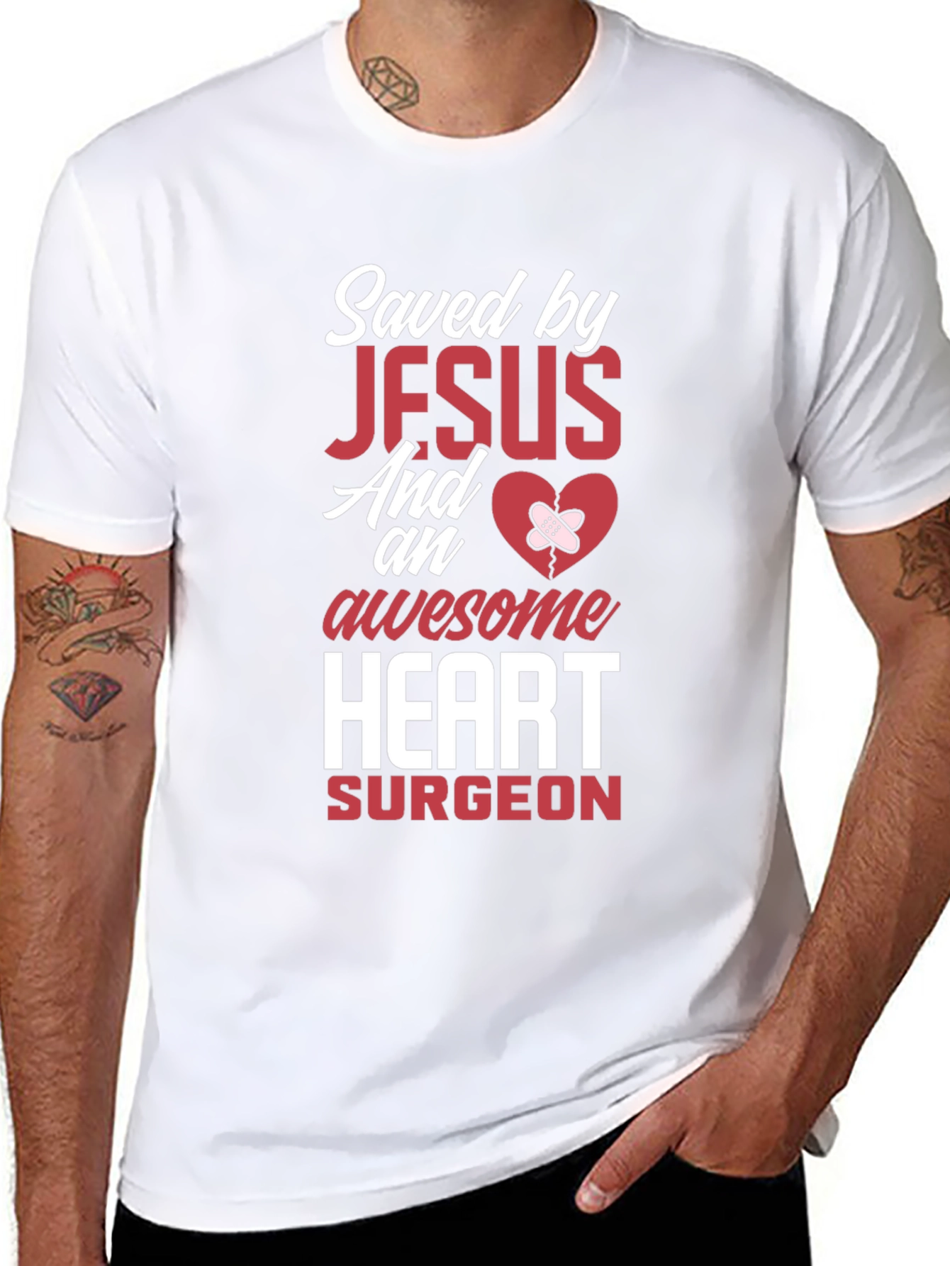 Saved By Jesus Heart Surgeon Graphic T-Shirt