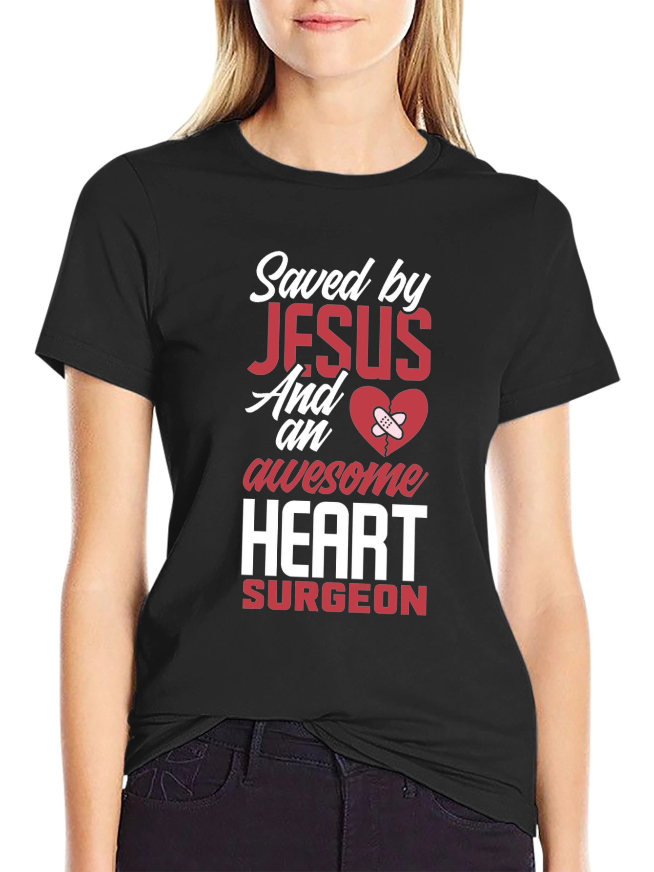 Saved By Jesus Heart Surgeon Graphic T-Shirt