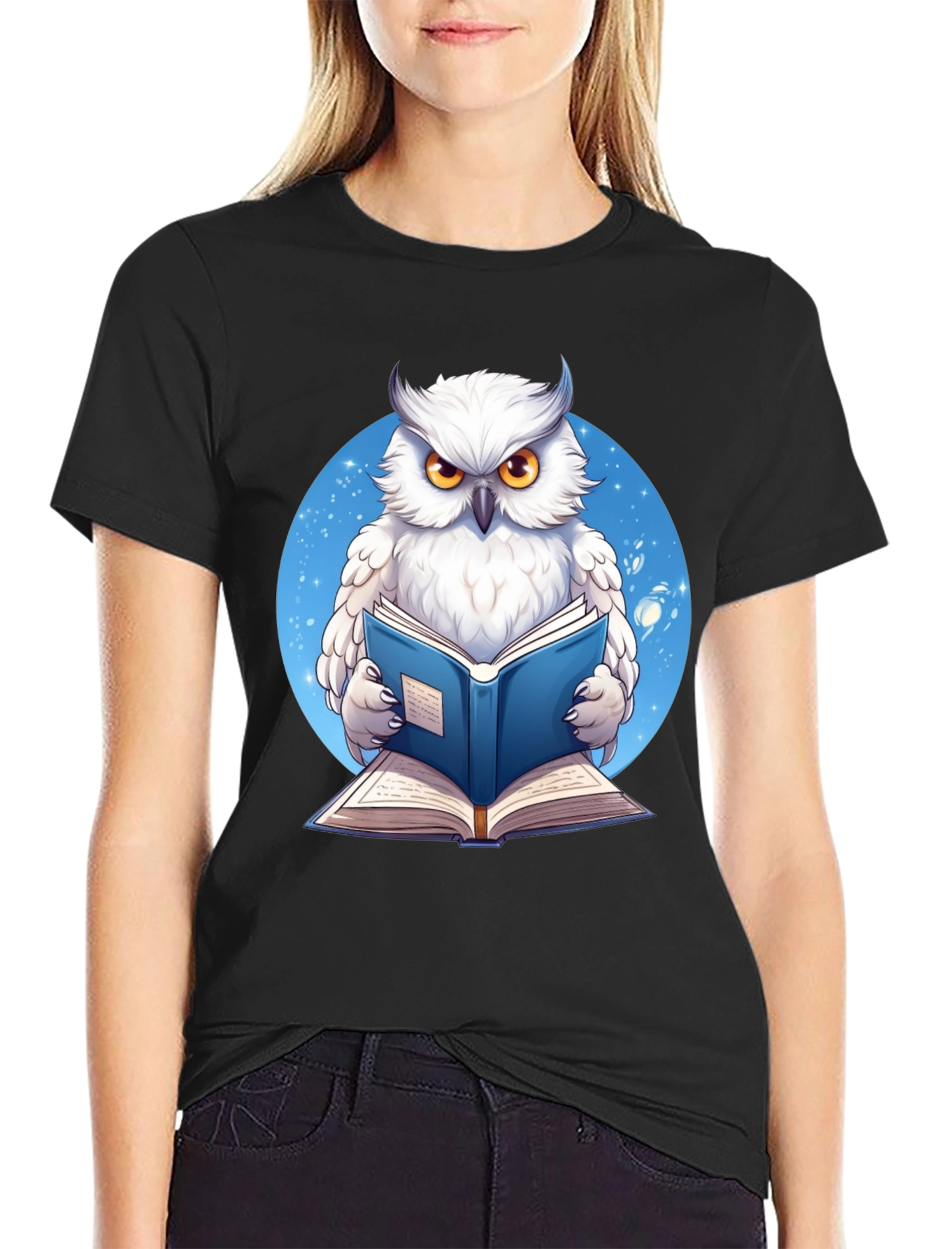 Owl Reading Book Graphic T-Shirt