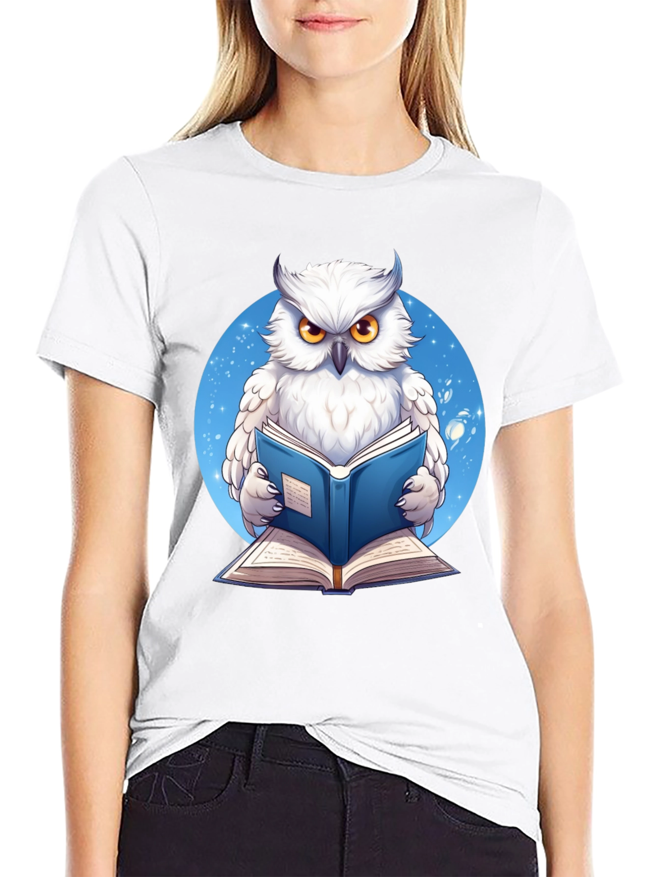 Owl Reading Book Graphic T-Shirt